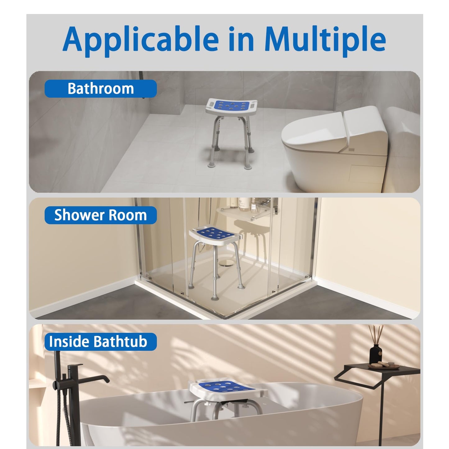 Swivel Shower Chair for Inside Shower, 360 Degree Rotating Seat, Small Shower Stool for Bathtub, Bath Chair for Elderly, Disabled, Adults (300lbs)
