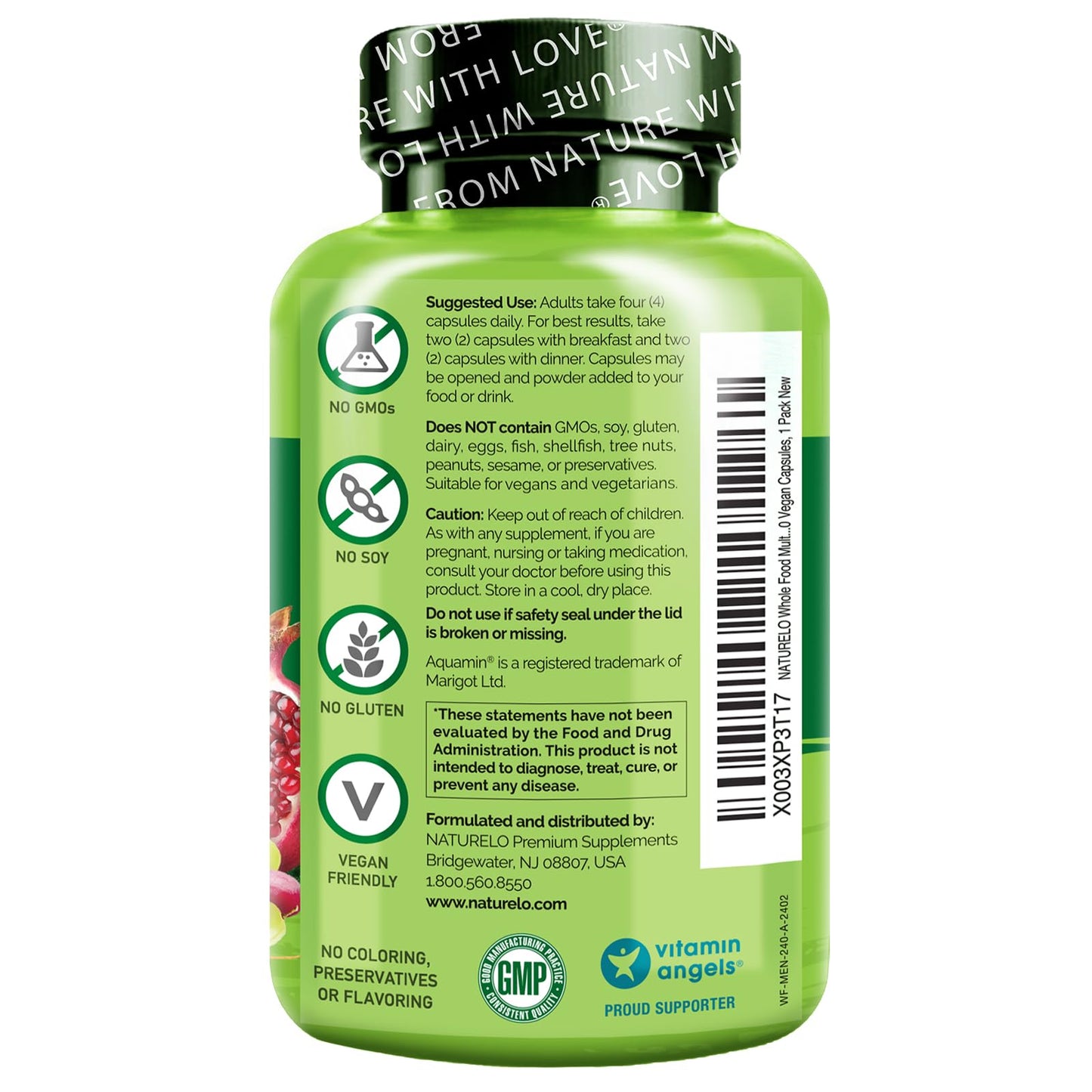 NATURELO Mens Multivitamins - Whole Food Multivitamin for Men with Vitamins, Minerals - 120 Vegetarian Capsules for Energy, Brain, Heart, Eye Health*