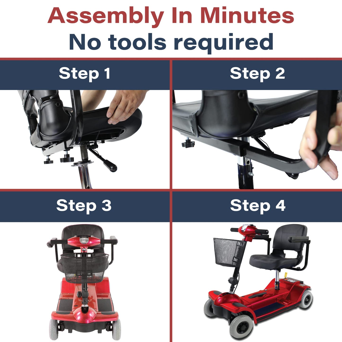 Zip’r Traveler Xtra 4 Wheel Spacious Long Range Mobility Scooter - Folding Motorized Wheelchair - Mobility Scooter for Adults, Travel, Seniors, Elderly - Mobility Scooters -
