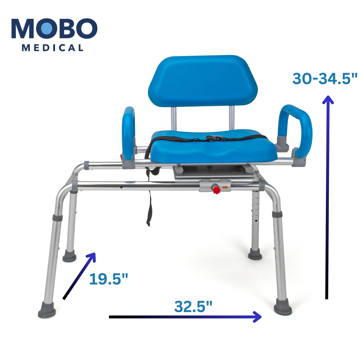 Mobo Sliding Shower Chair, Tub Transfer Bench with Swivel Seat - Adjustable Height, Locking Mechanism - Water Proof, 330 lbs Weight Capacity, Inside Shower for Elderly, Seniors, Handicap