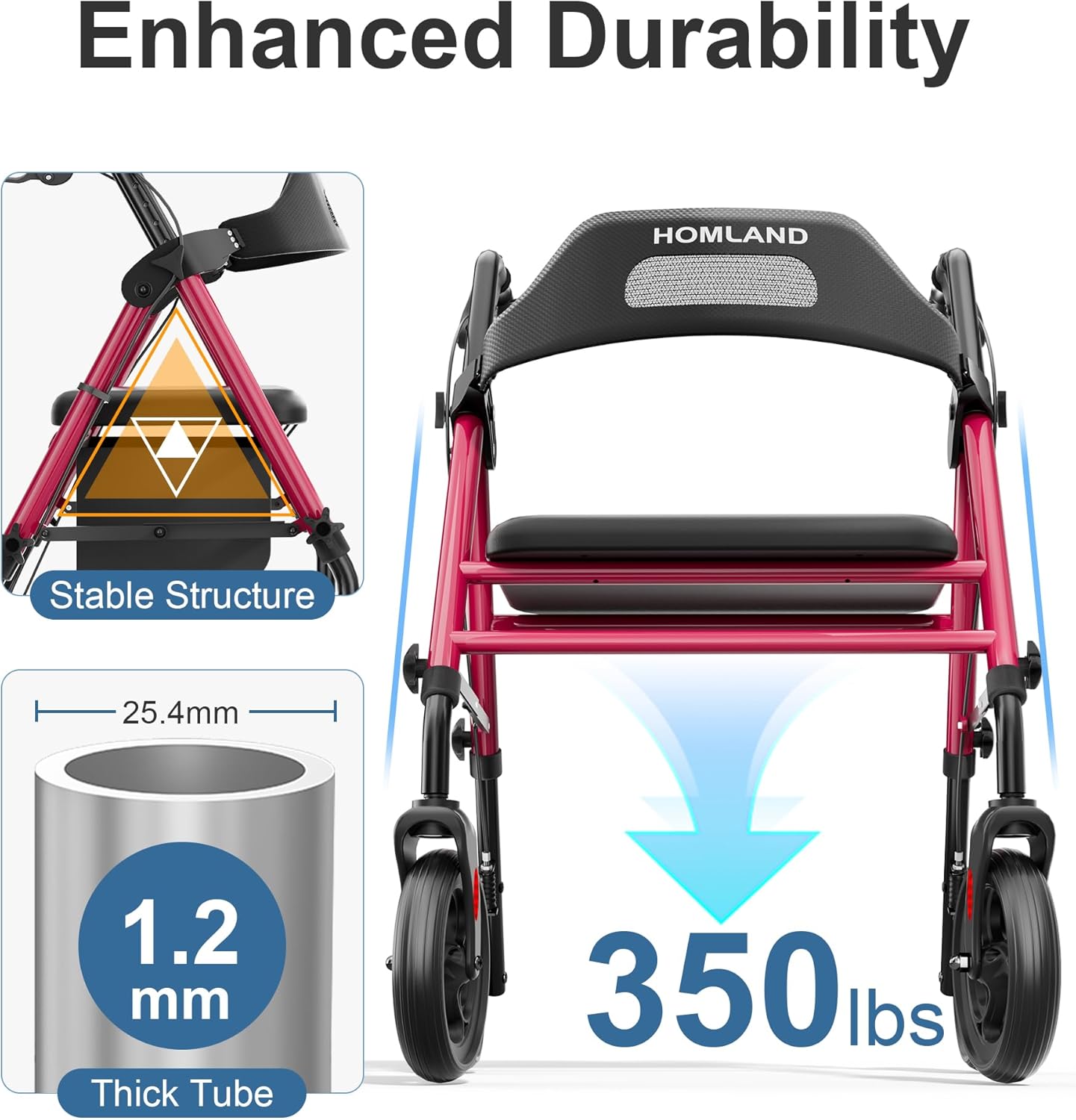 Rollator Walker with Seat and Chair for Inside Shower with Arms