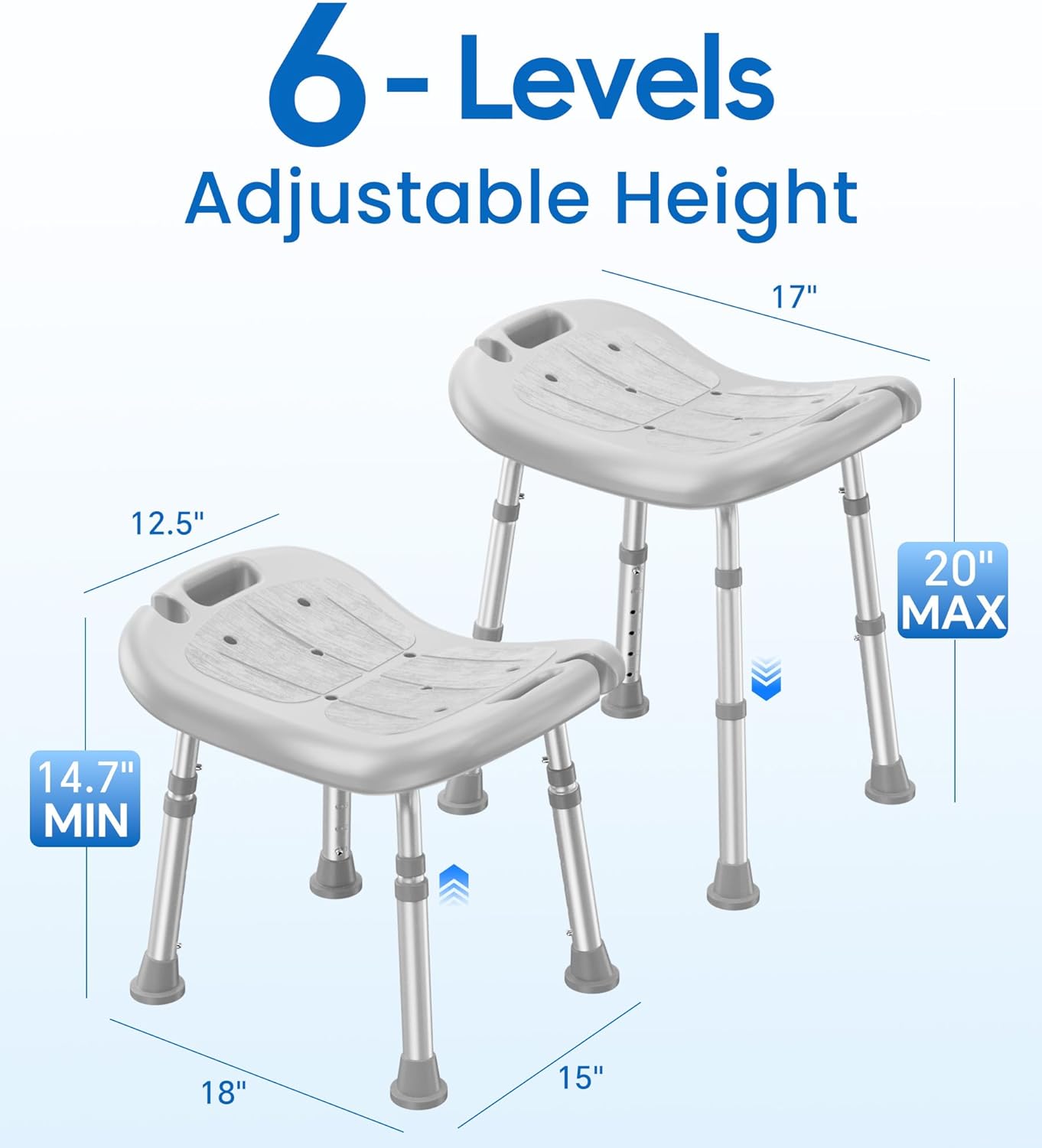 Shower Chair for Inside Shower, FSA/HSA Eligible, Adjustable Shower Stool with Strong Non-Slip Feet, 350 lbs Shower Seat for Inside Tub, Bench Bath Chair for Elderly and Disabled, Grey