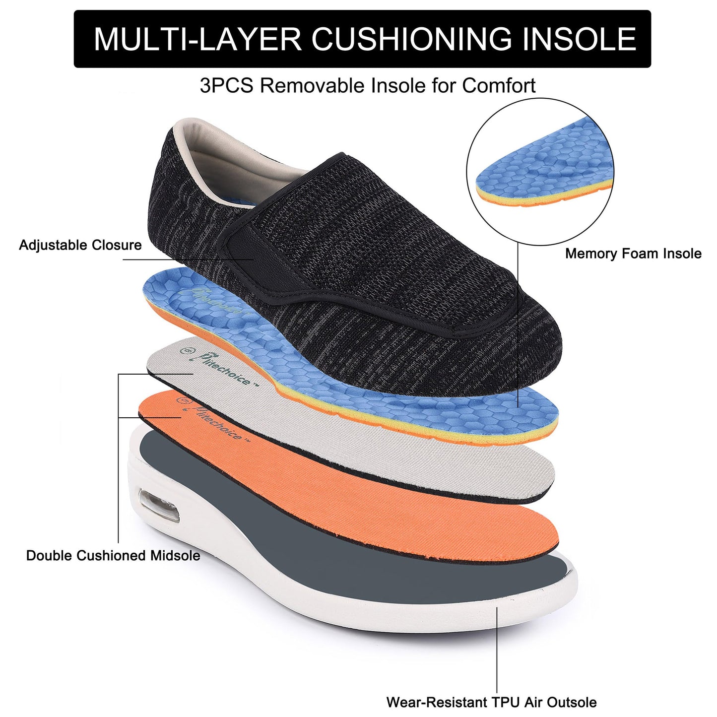 SPR&JOY Diabetic Shoes for Women – Comfortable & Supportive Footwear for Swollen Feet & Edema