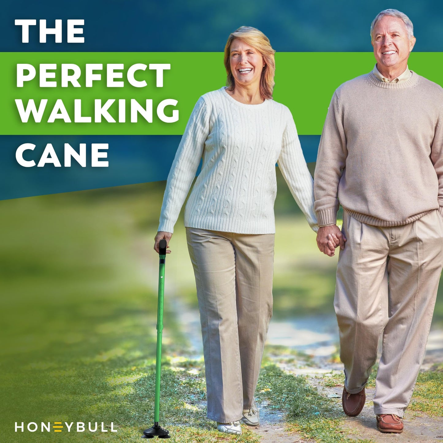 HONEYBULL Walking Cane for Men & Women – Foldable, Adjustable & Heavy-Duty Mobility Aid