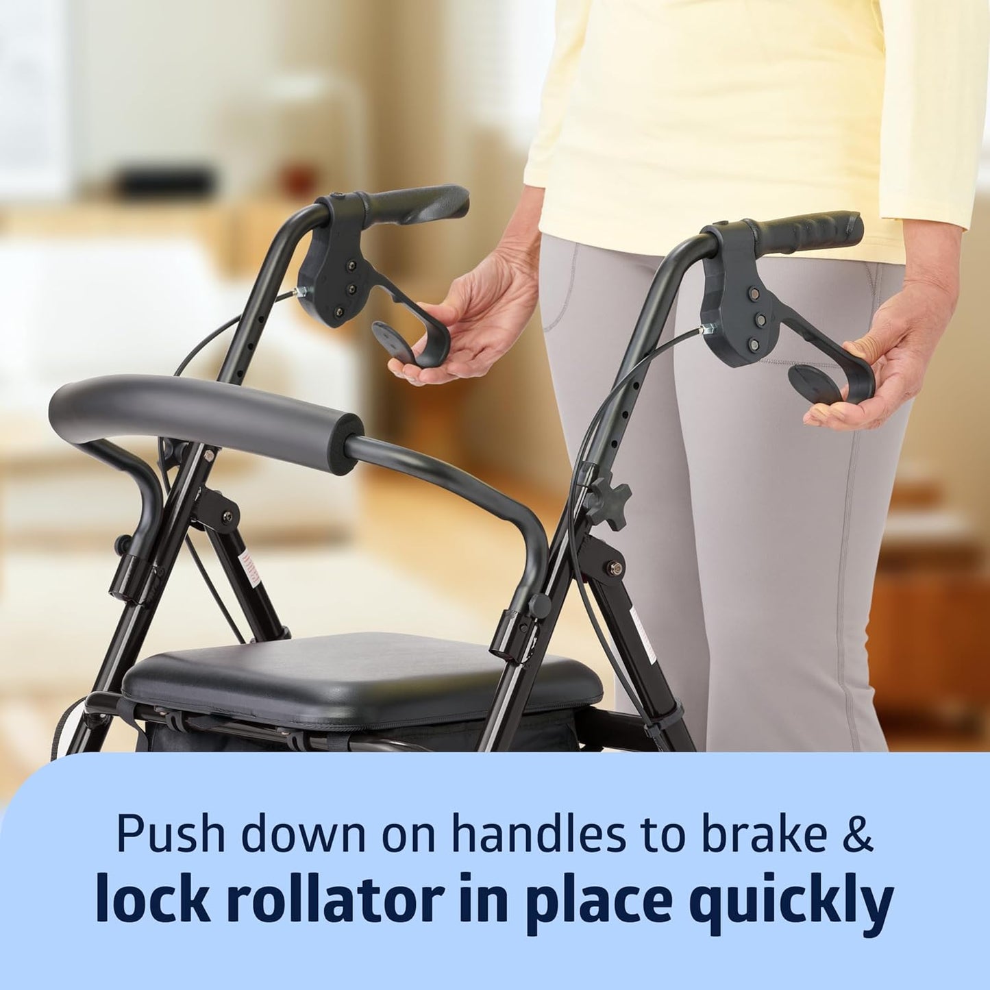Medline Aluminum Rollator Walker with Seat – Lightweight, Foldable & Comfortable Mobility Aid