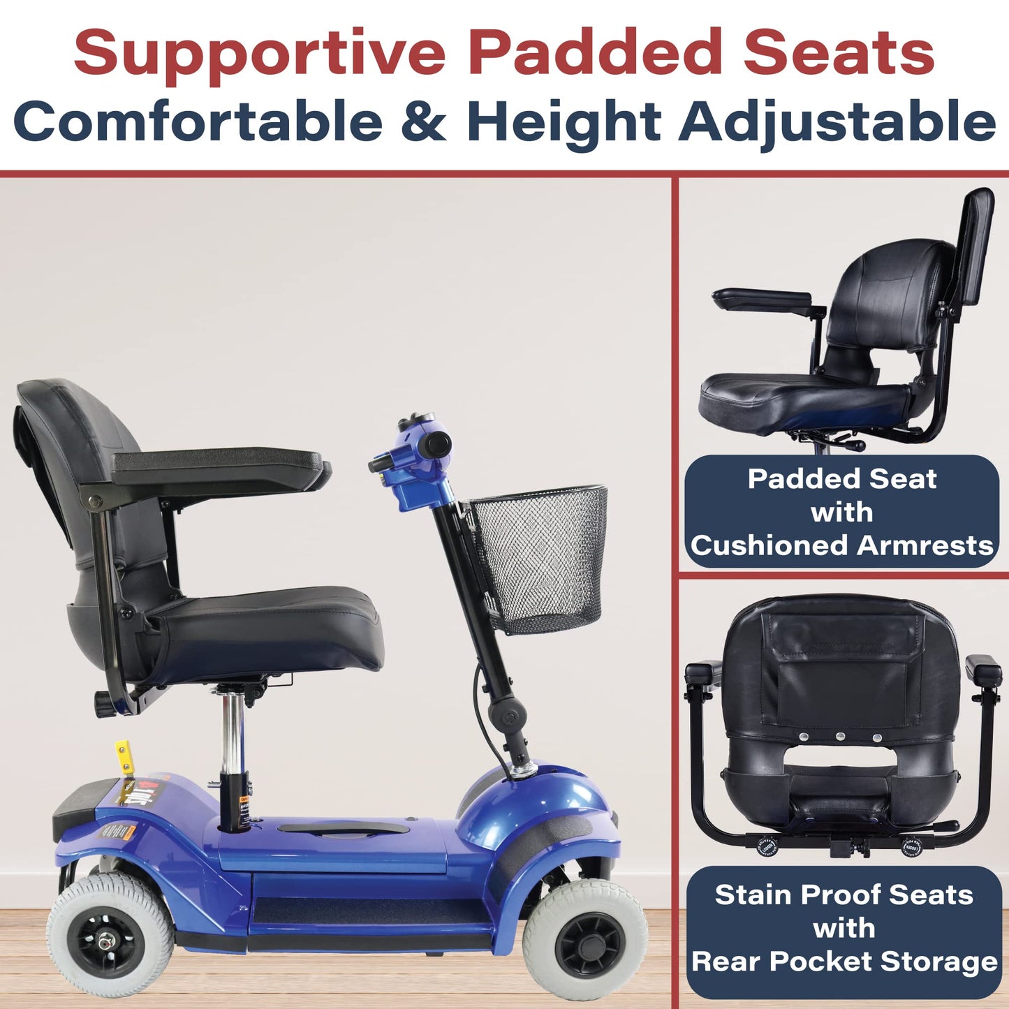 Zipr Traveler 4 Wheel Mobility Scooter - Upgraded Battery - Portable Folding Scooter - Adults, Seniors, Elderly - Charger and Metal Basket Included