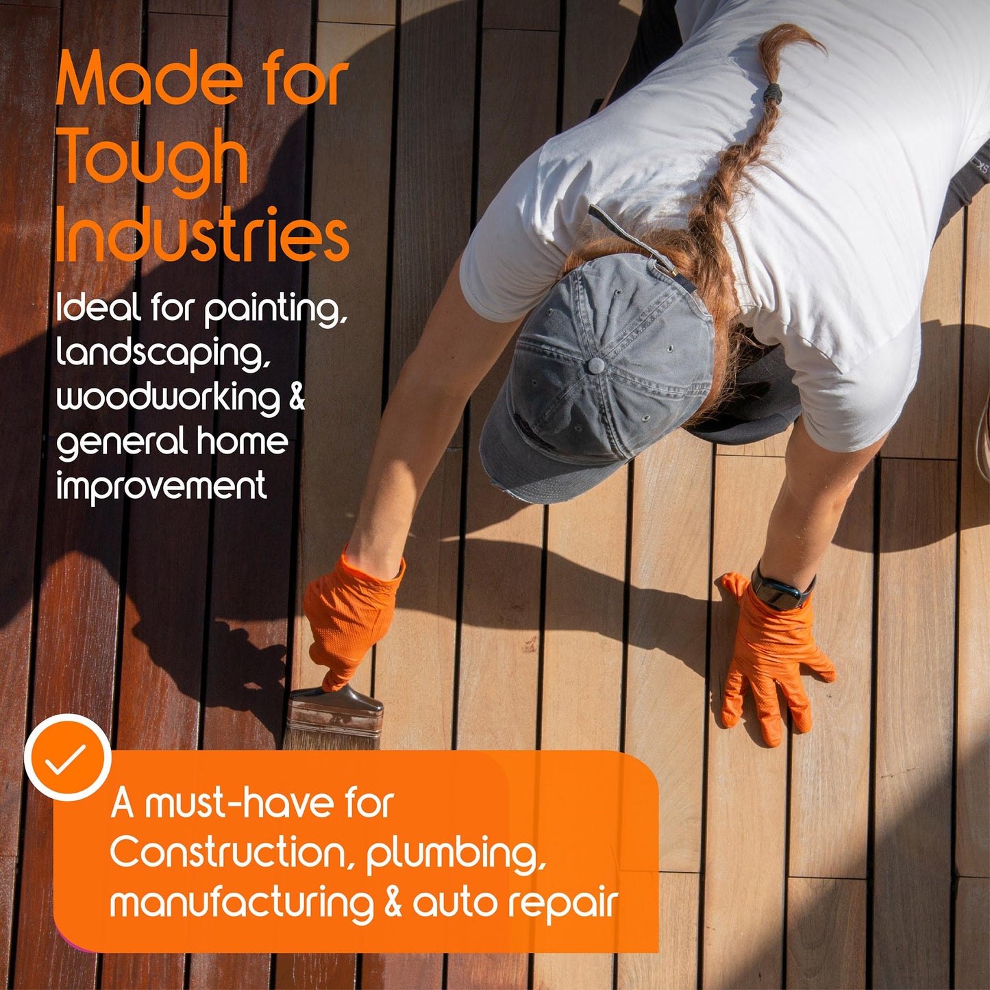 Inspire Heavy Duty Orange Nitrile Disposable Gloves | ULTRA 8 Mil Diamond Textured Grip | Industrial Mechanic Food