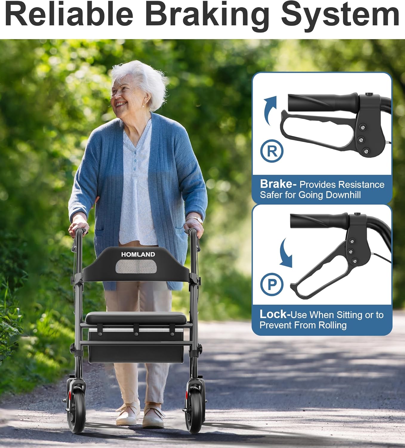Rollator Walker with Seat and Raised Toilet Seat with Handles