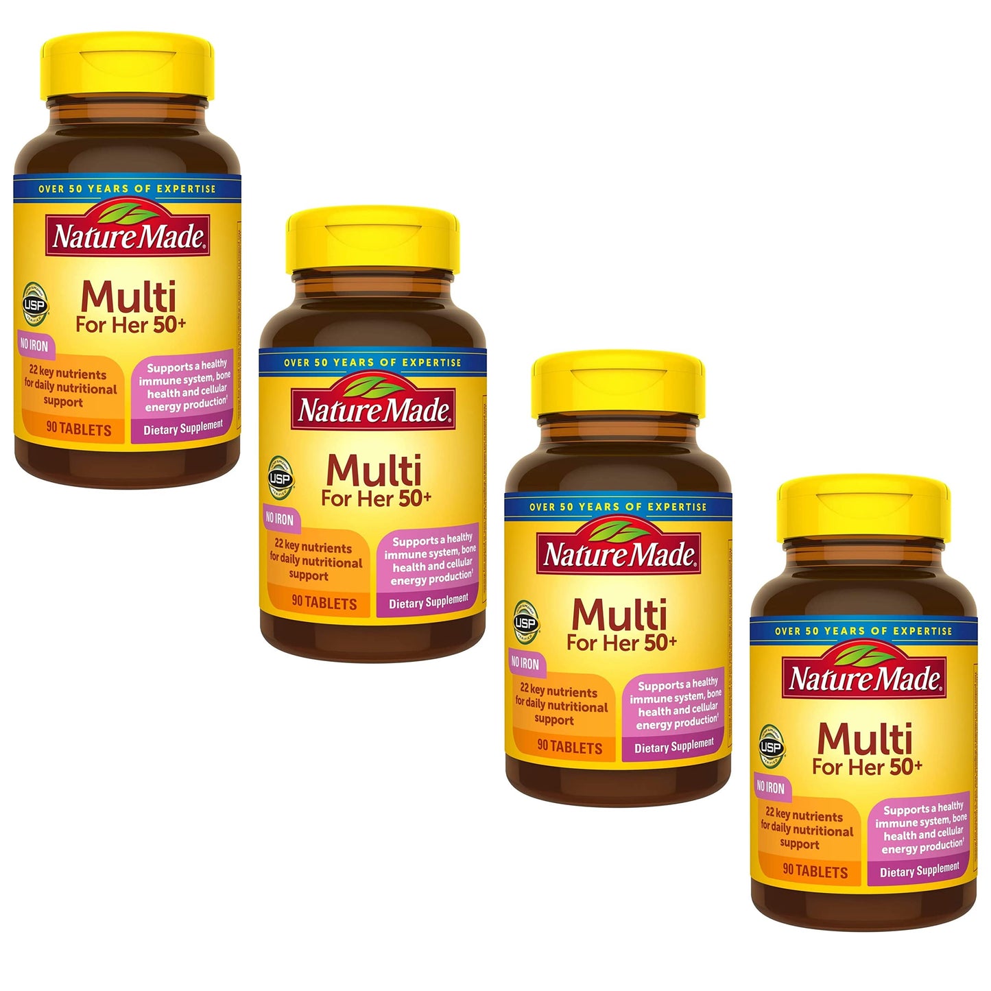 Nature Made Multivitamin For Her 50+ with No Iron – Comprehensive Daily Nutritional Support