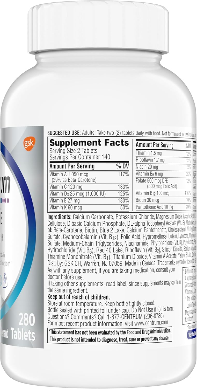 Centrum Minis Silver Multivitamin for Men 50 Plus – Essential Daily Nutrition for Memory, Cognition & Overall Wellness