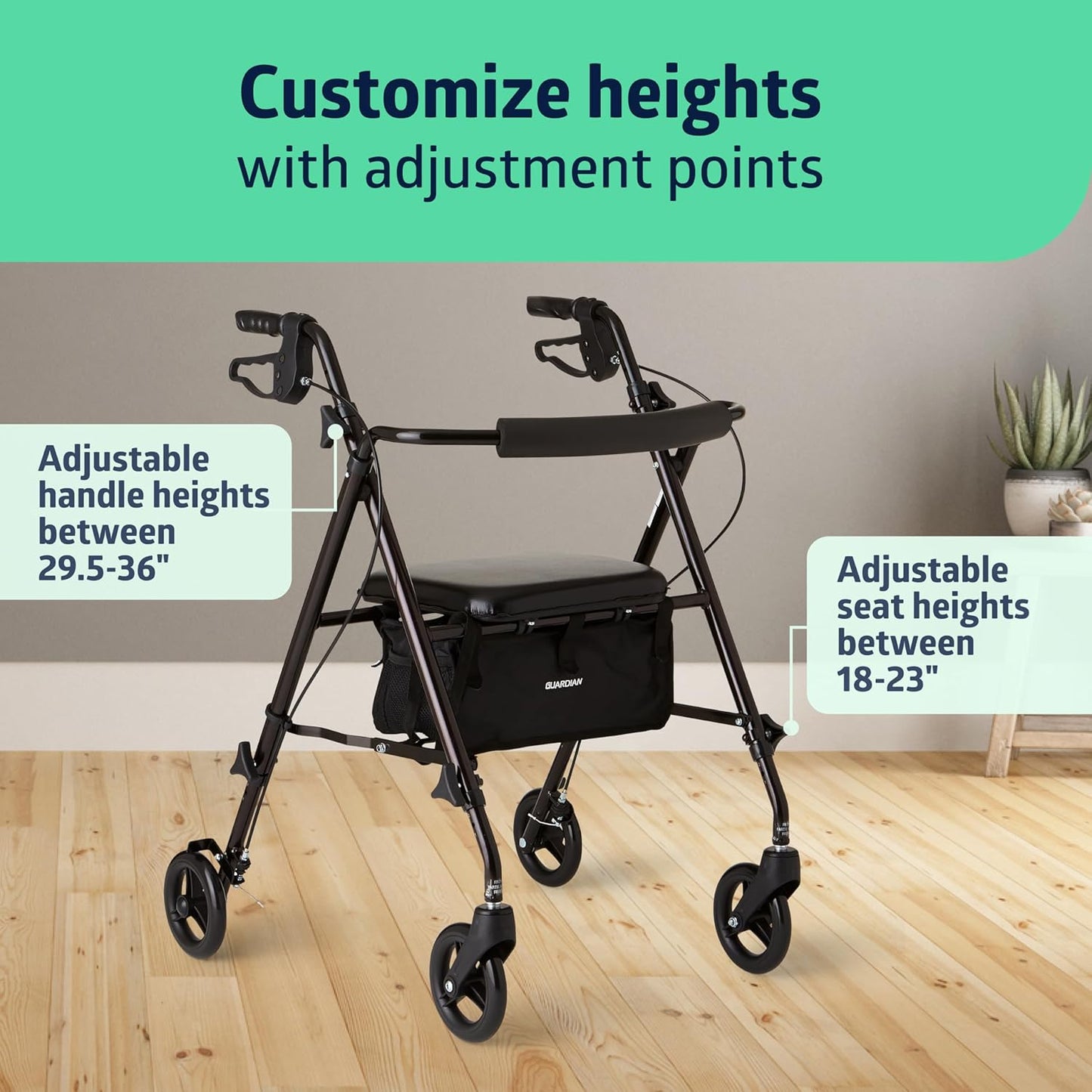 Medline Superlight Folding Aluminum Mobility Rollator Walker – Lightweight, Adjustable & Foldable for Seniors