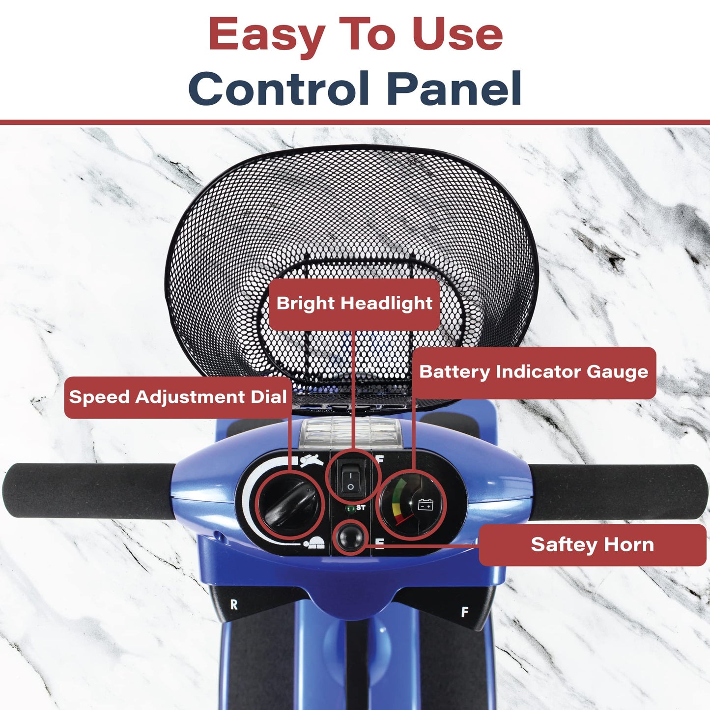 Zipr Traveler 4 Wheel Mobility Scooter - Upgraded Battery - Portable Folding Scooter - Adults, Seniors, Elderly - Charger and Metal Basket Included