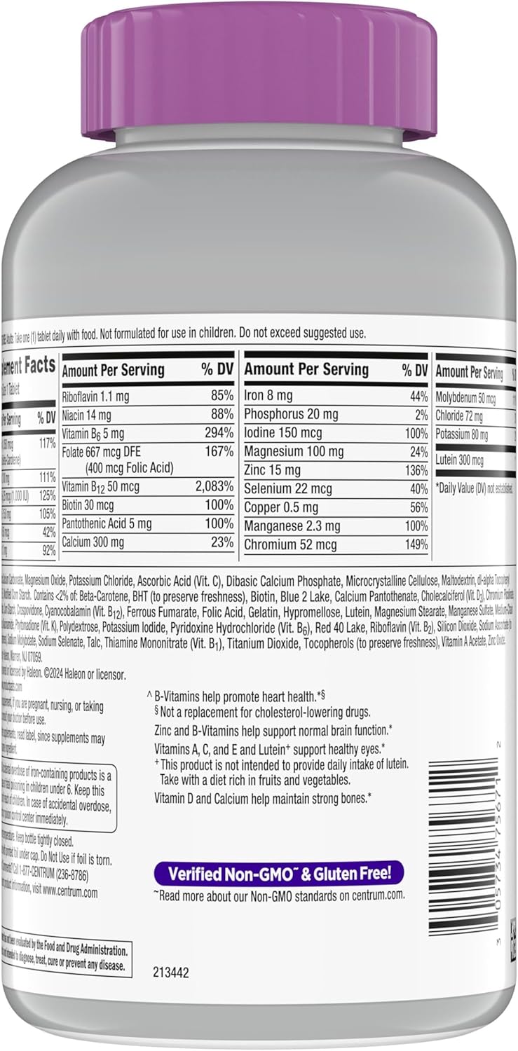 Centrum Silver Women's Multivitamin for Women 50 Plus – Essential Daily Nutrition for Memory, Cognition & Overall Wellness