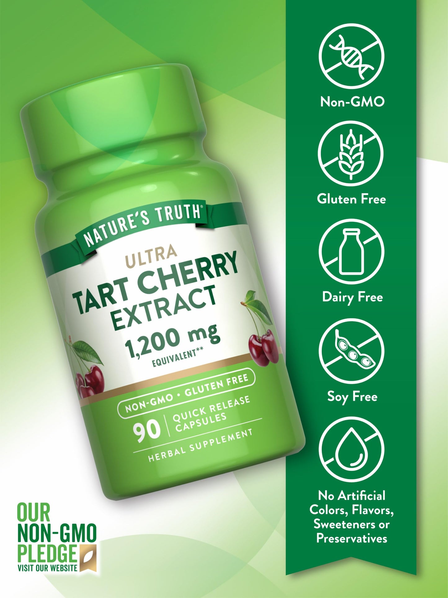 Nature's Truth Tart Cherry Extract Capsules | 1200 mg | 90 Count | Non-GMO & Gluten Free Supplement