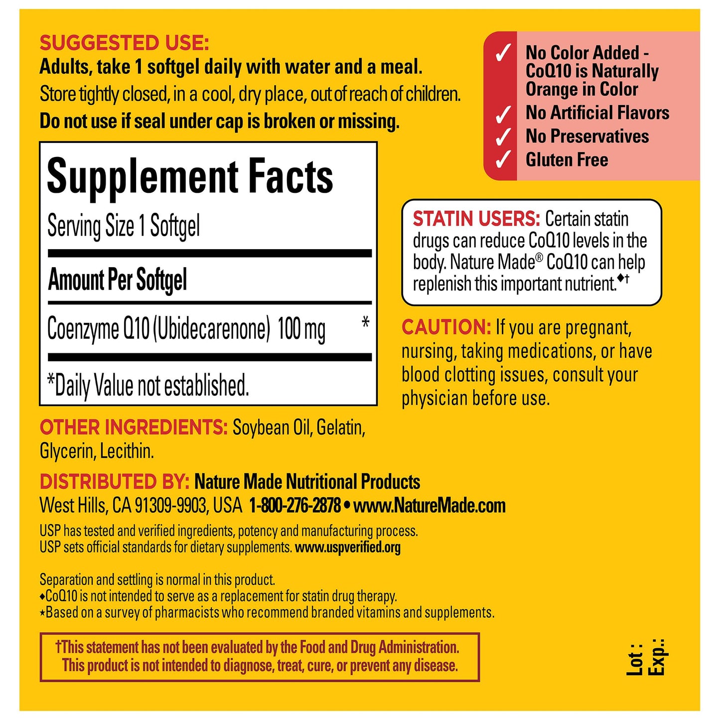 Nature Made CoQ10 100mg, Dietary Supplement for Heart Health Support, 40 Softgels, 40 Day Supply
