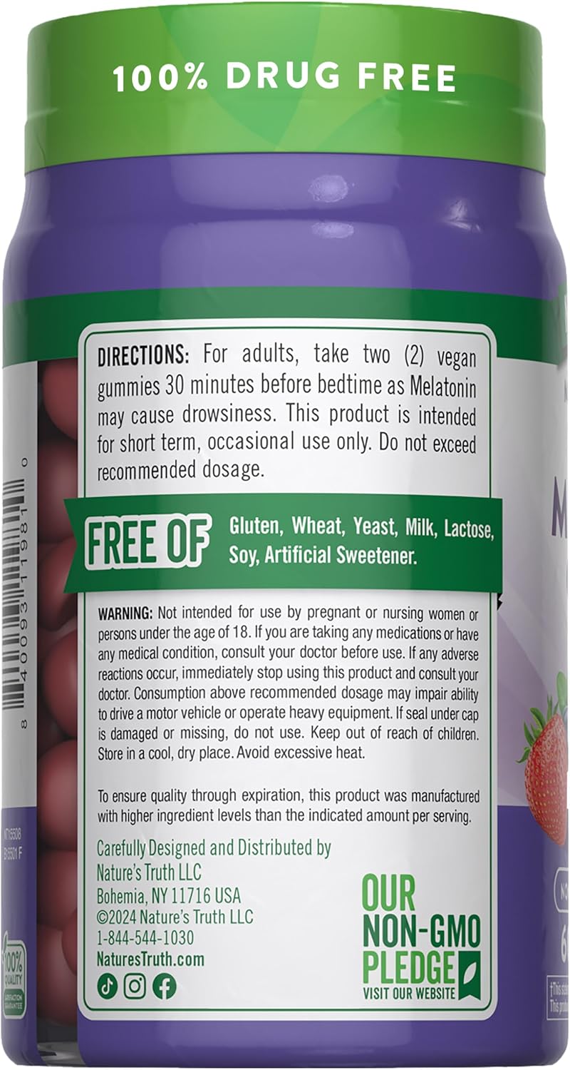 Nature's Truth Melatonin Gummies | 12mg | Mixed Berry Flavor | Vegan, Non-GMO & Gluten Free Supplement