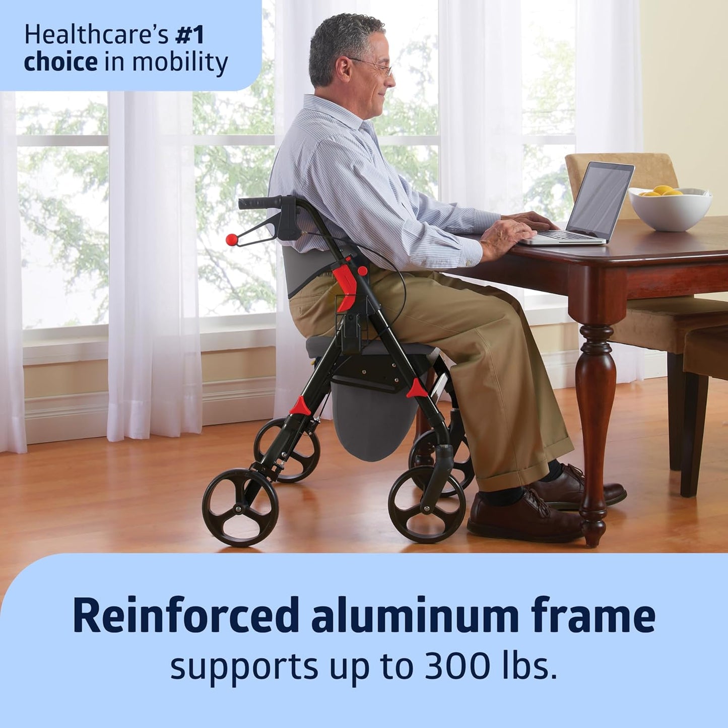 Medline Premium Empower Rollator Walker – Comfortable, Adjustable & Reliable Mobility Aid