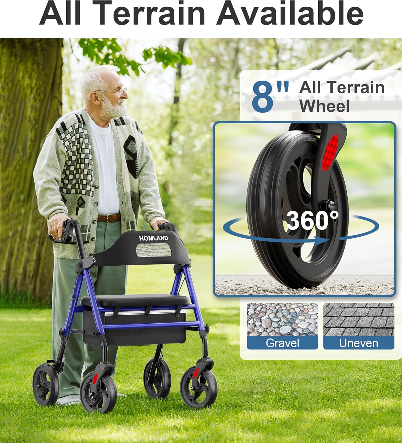 Rollator Walker with Seat and Raised Toilet Seat with Handles