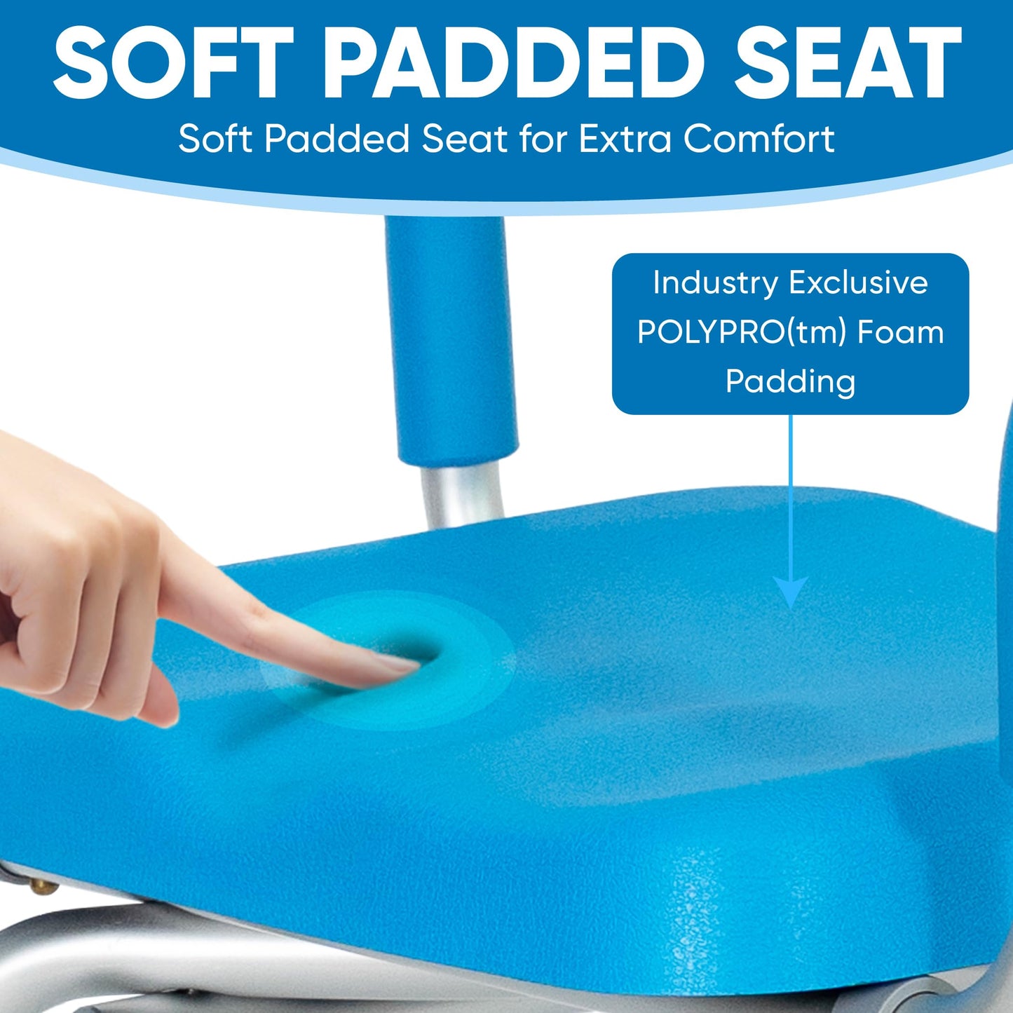 Platinum Health Carousel Sliding Shower Chair Tub Transfer Bench with Swivel Seat, Premium Padded, Pivoting Arms, Adjustable Space Saving Design for Tubs, Inside Shower, for Handicap & Seniors, Blue