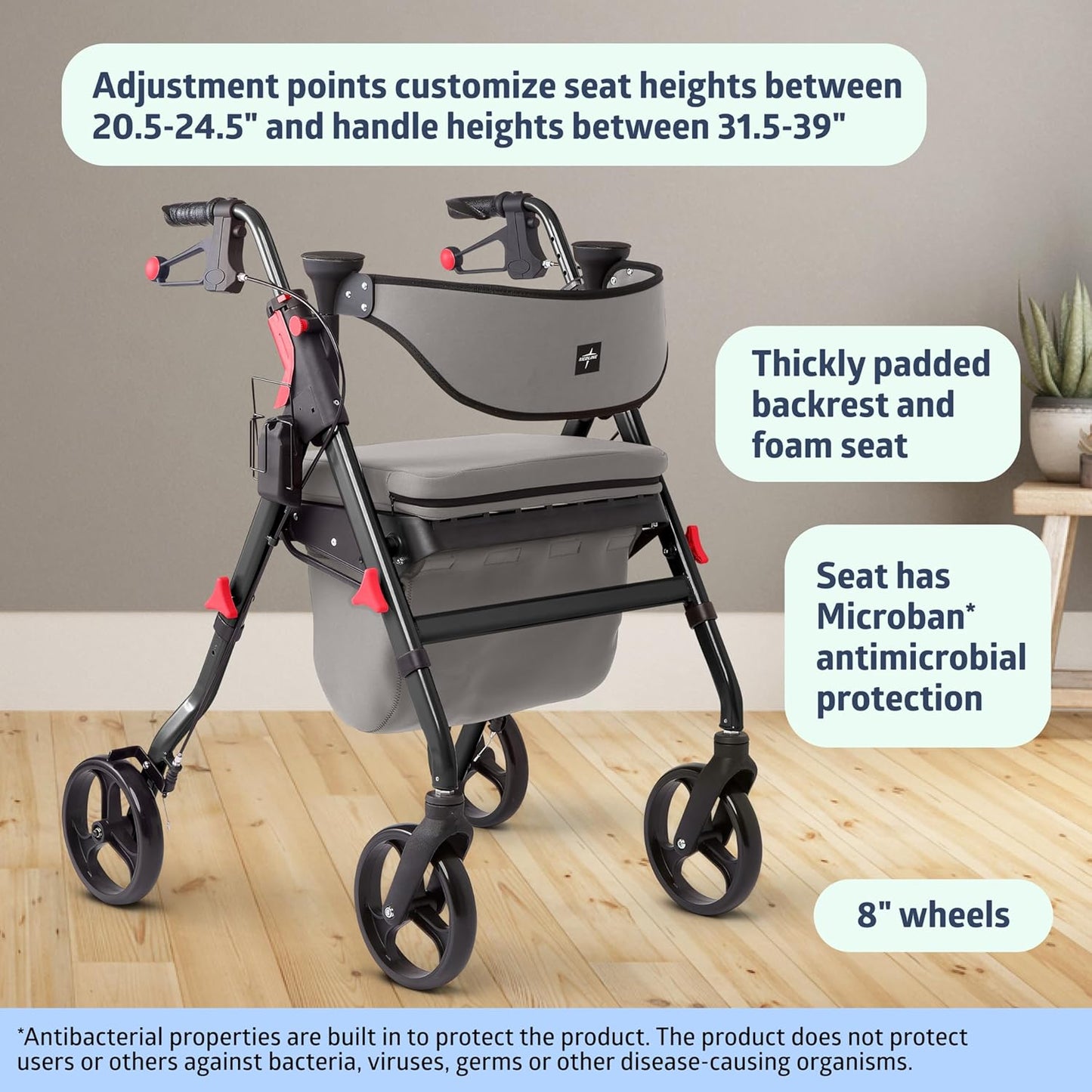 Medline Premium Empower Rollator Walker – Comfortable, Adjustable & Reliable Mobility Aid