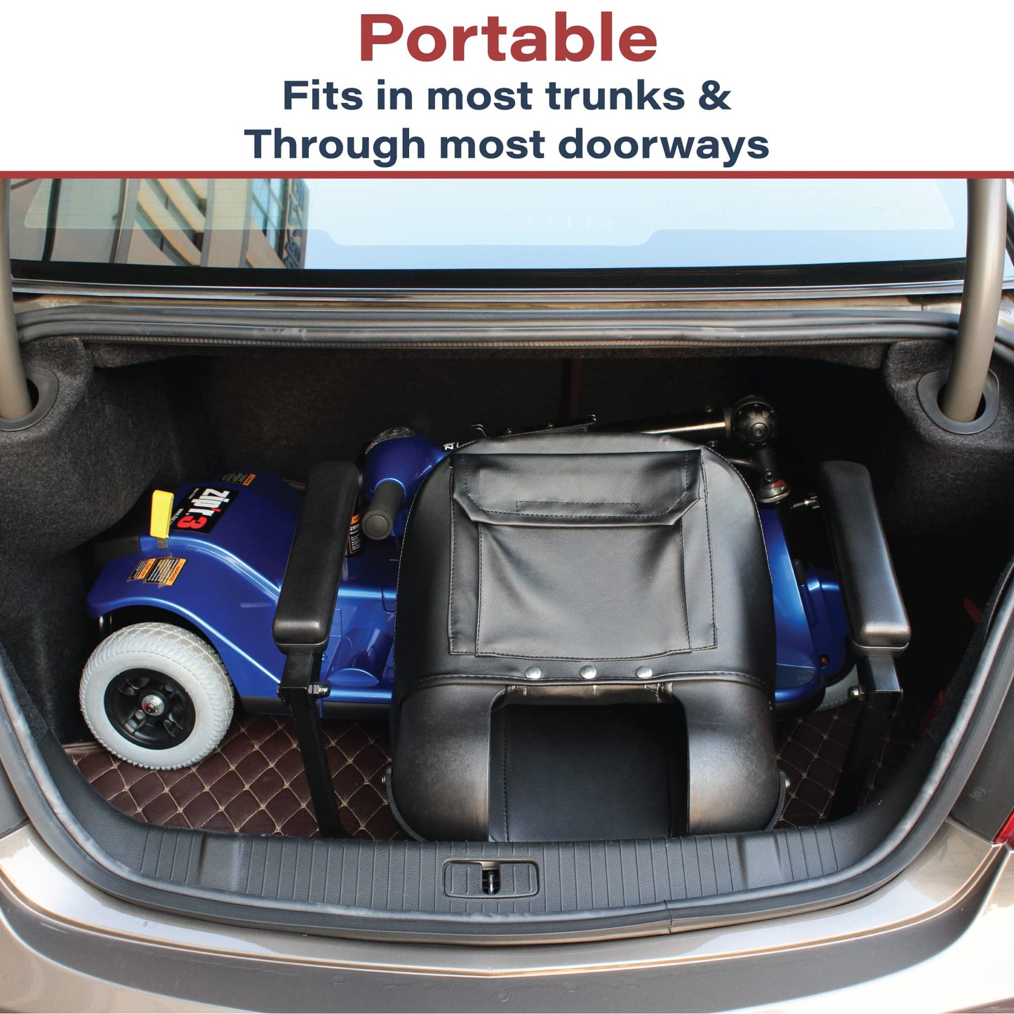 Zipr Xtra 3 Wheel Scooter - 3 Wheel Extended Wheelbase Mobility Scooter - 16" Seat Electric Wheelchair - Portable & Folding Mobility Scooters for Adults, Travel, Seniors, Elderly