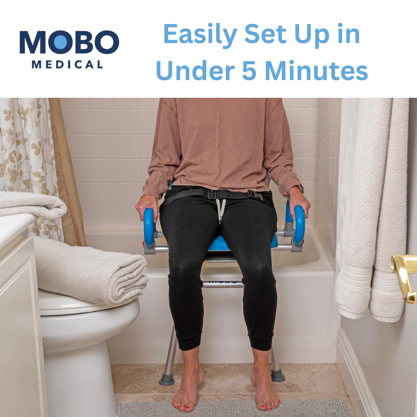 Mobo Sliding Shower Chair, Tub Transfer Bench with Swivel Seat - Adjustable Height, Locking Mechanism - Water Proof, 330 lbs Weight Capacity, Inside Shower for Elderly, Seniors, Handicap