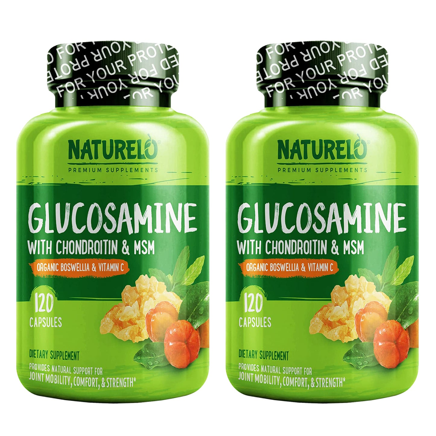 NATURELO Glucosamine Chondroitin MSM with Boswellia and Vitamin C - Supplement for Joint Comfort, Mobility, and Strength - 120 Capsules