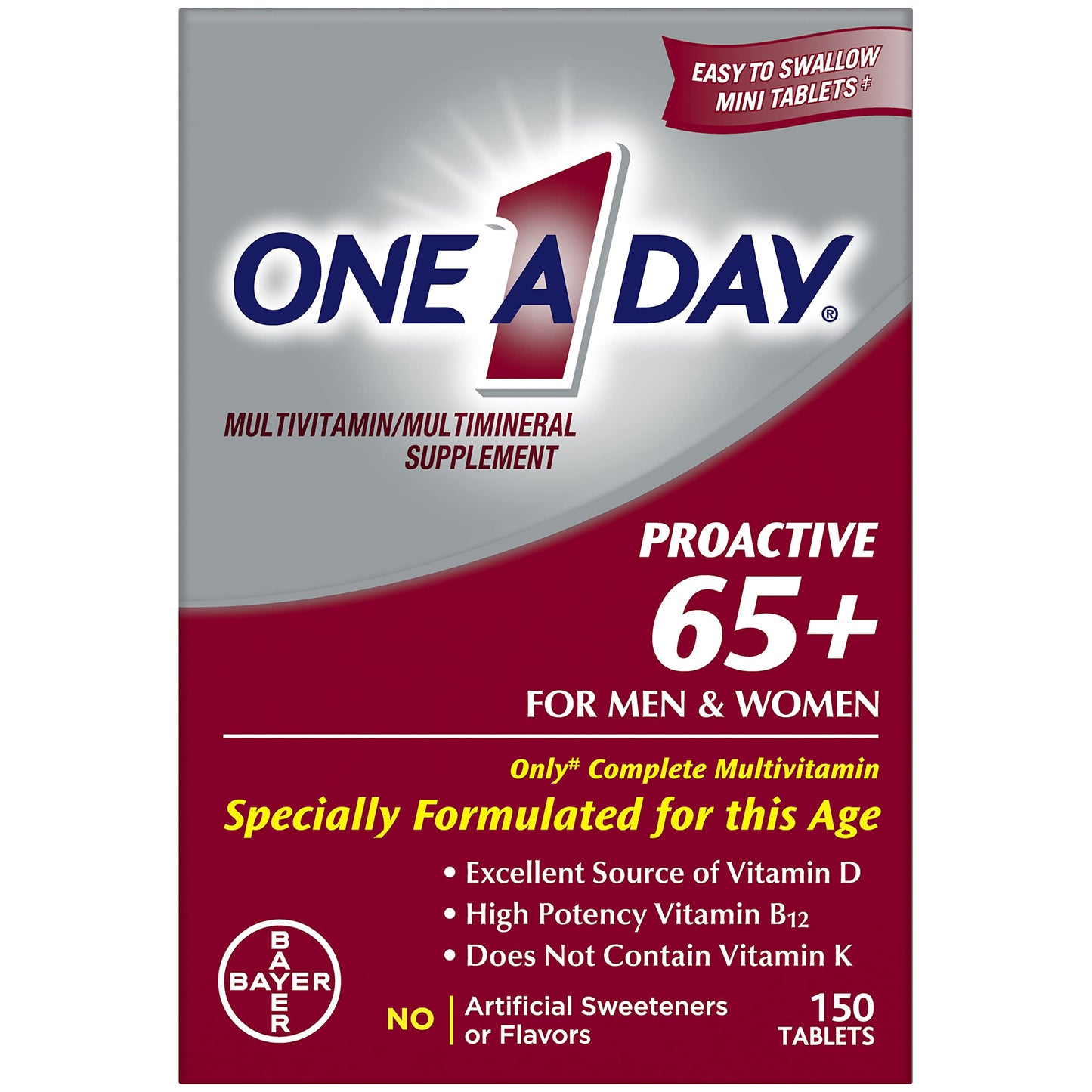 One A Day Proactive 65+ Multivitamin – Comprehensive Daily Nutrition for Adults 65+