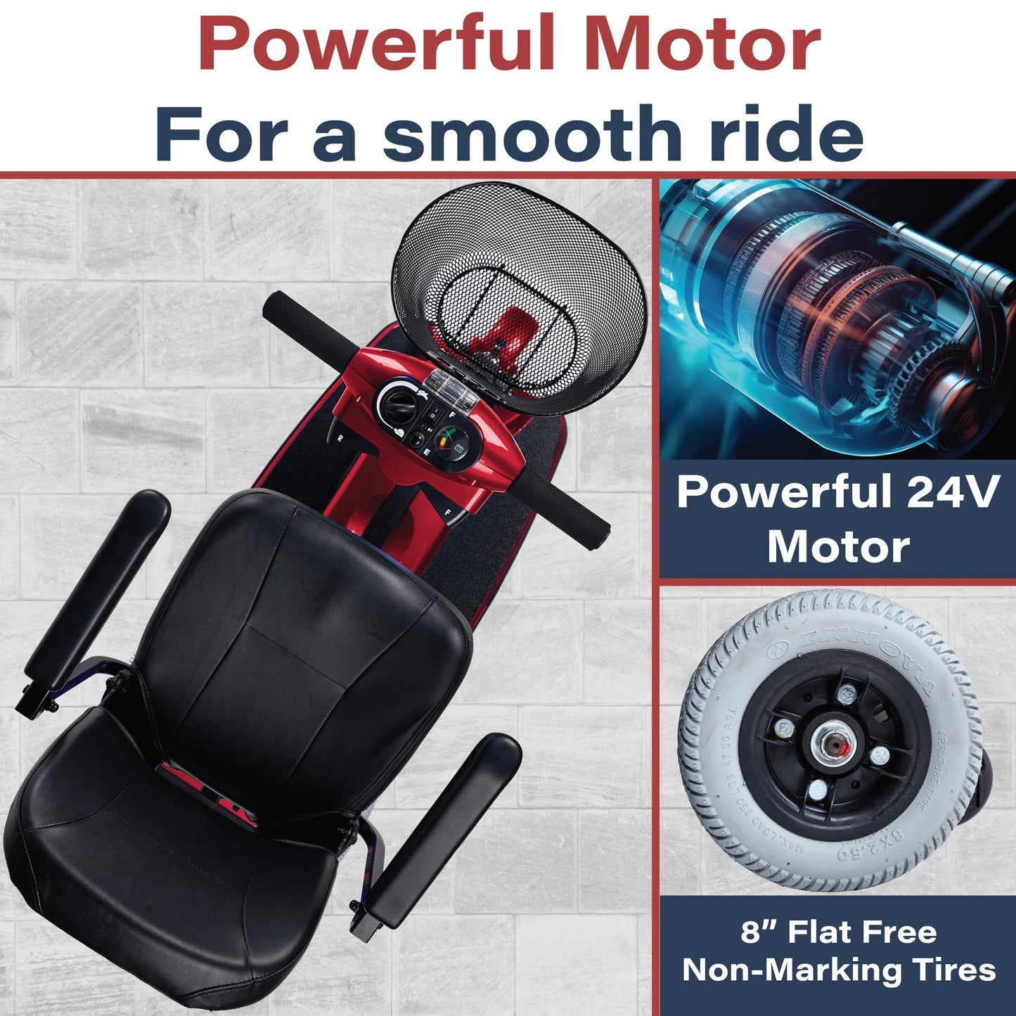 Zipr 3 Wheel Mobility Scooter - Electric Powered Mobile Wheelchair Medical Aid - Folding Portable Compact for Travel, Seniors, Adults and Handicapped - Long Range Battery with Charger Basket Included