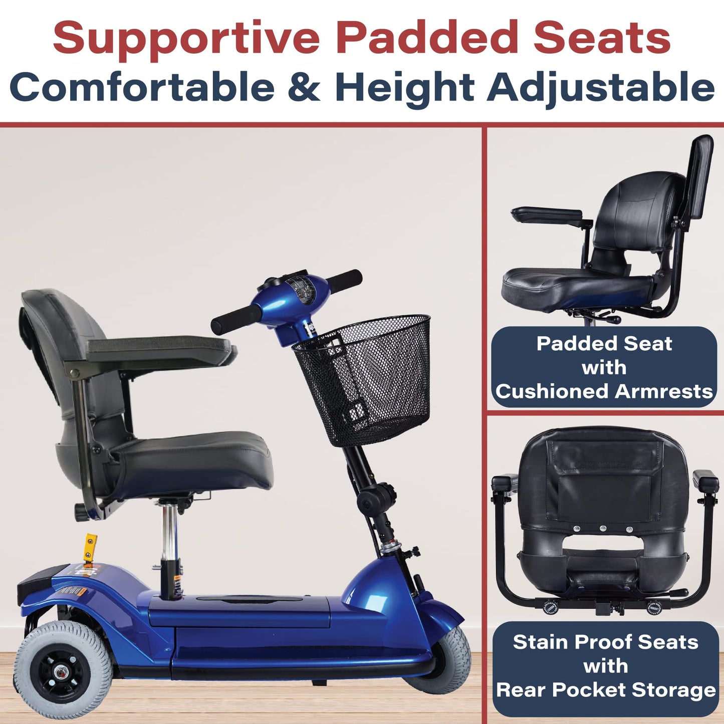 Zipr 3 Wheel Mobility Scooter - Electric Powered Mobile Wheelchair Medical Aid - Folding Portable Compact for Travel, Seniors, Adults and Handicapped - Long Range Battery with Charger Basket Included
