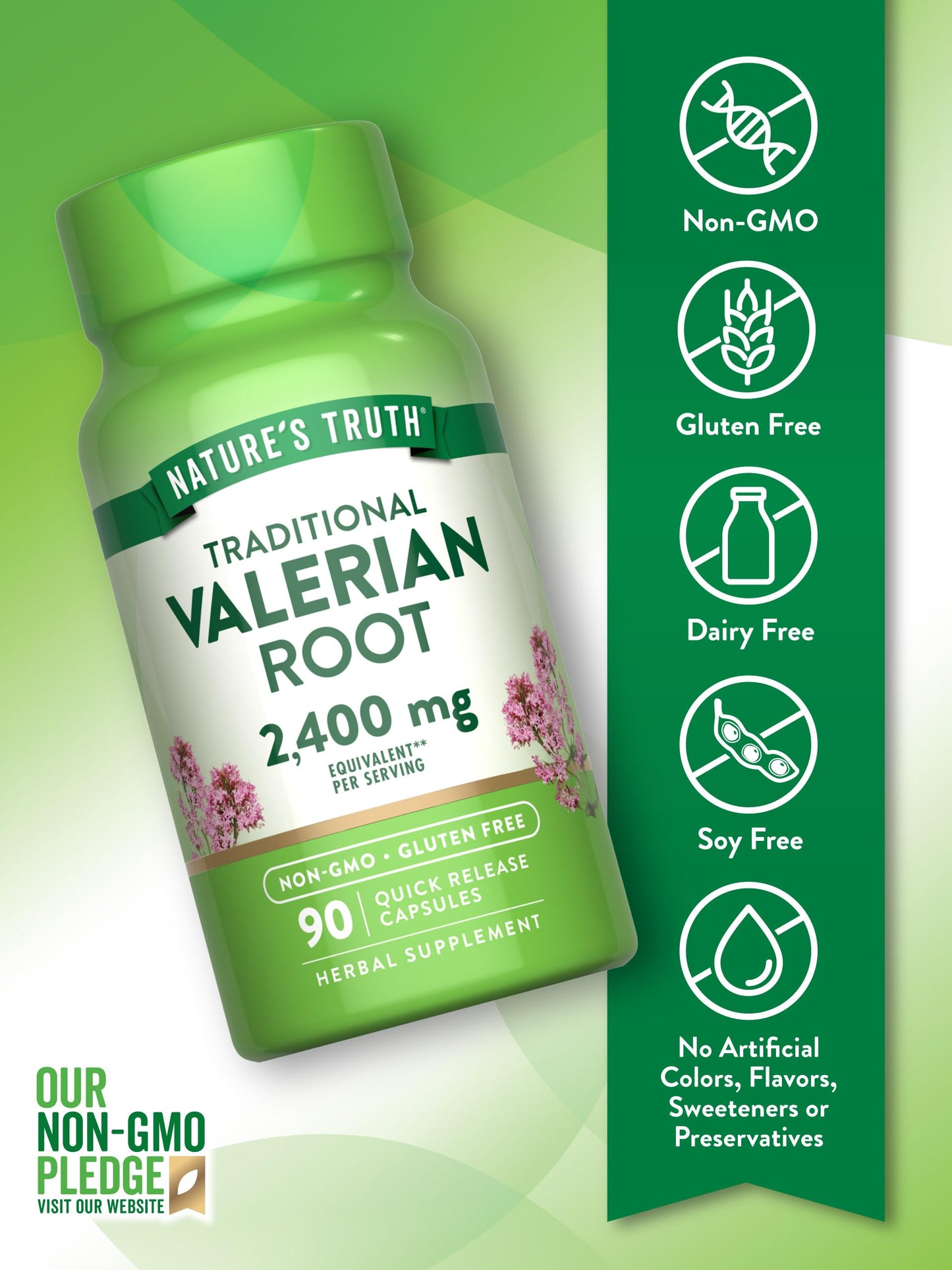 Nature's Truth Valerian Root Capsules | 2400mg | 90 Count | Non-GMO & Gluten Free Supplement