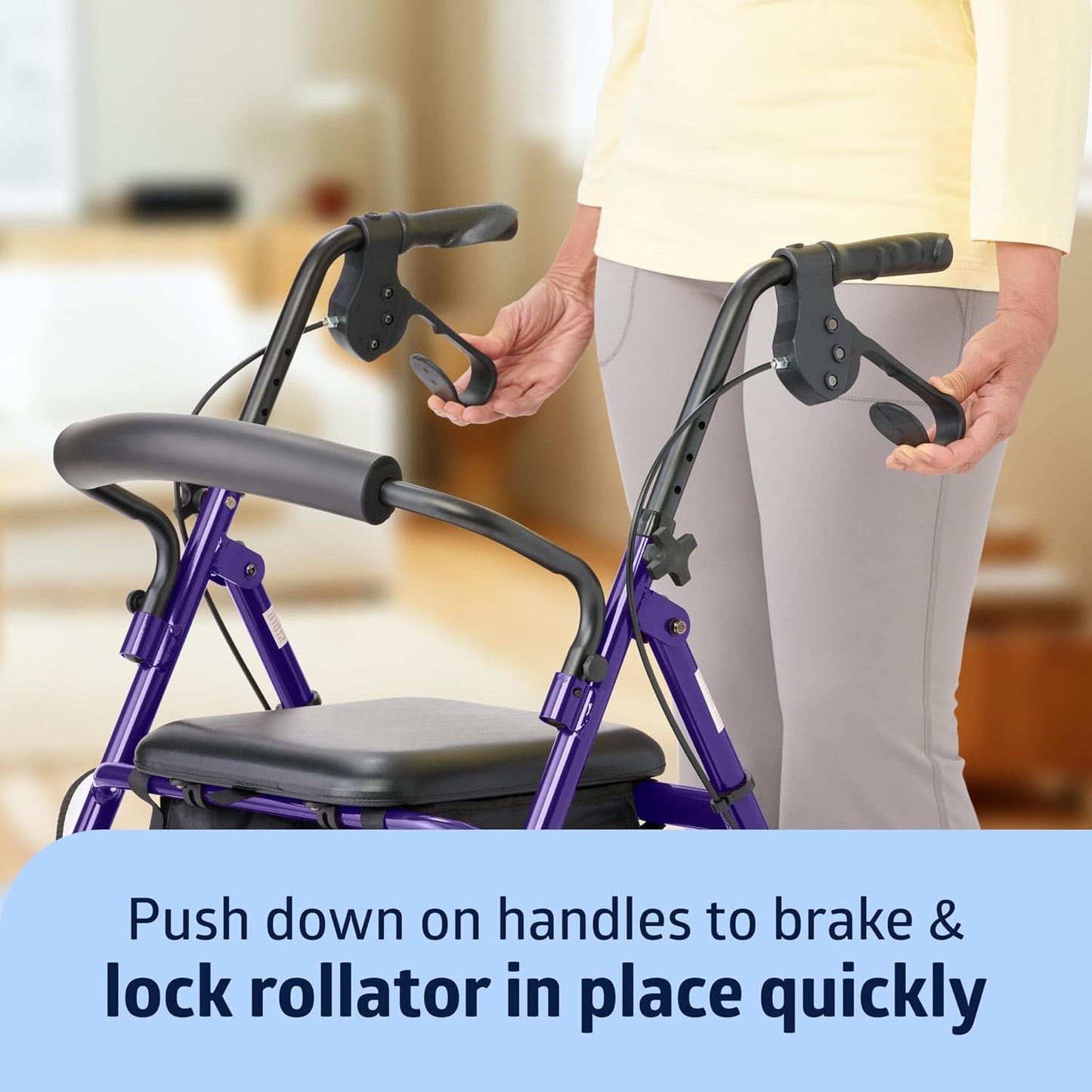 Medline Aluminum Rollator Walker with Seat – Lightweight, Foldable & Comfortable Mobility Aid