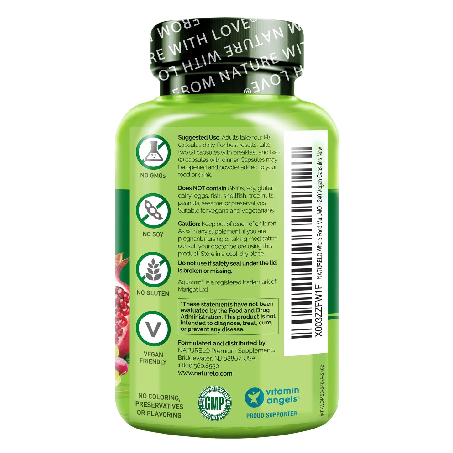 NATURELO Whole Food Multivitamin for Women 50+ (Iron Free) with Vitamins, Minerals, & Organic Extracts - Supplement for Post Menopausal Women Over 50 - No GMO - 120 Vegan Capsules