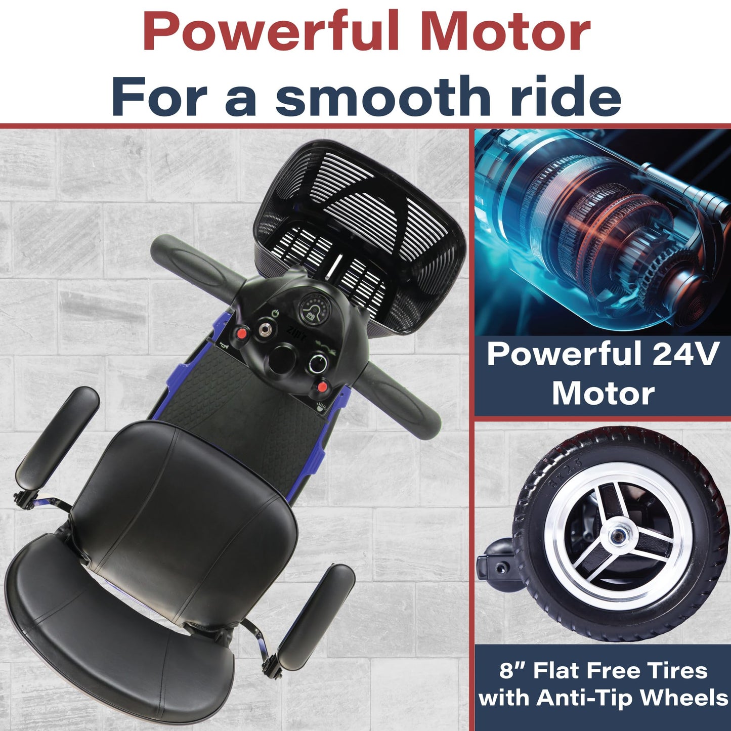 Zipr Roo 3 Wheel Mobility Scooter - Electric Powered Mobile Wheelchair Medical Aid - Folding Collapsible Compact for Travel, Seniors, Adults - Long Range Battery with Charger Basket Included