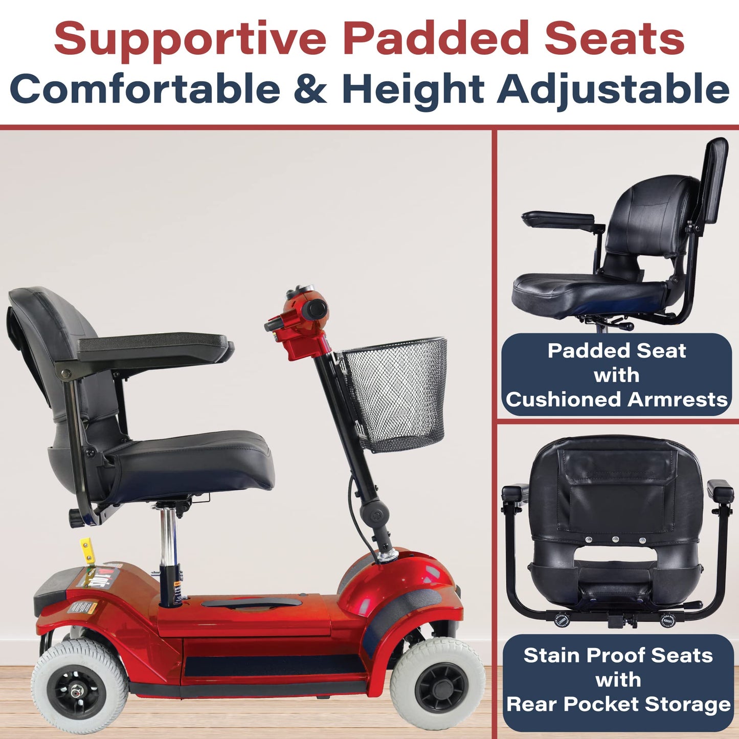 Zipr Traveler 4 Wheel Mobility Scooter - Upgraded Battery - Portable Folding Scooter - Adults, Seniors, Elderly - Charger and Metal Basket Included