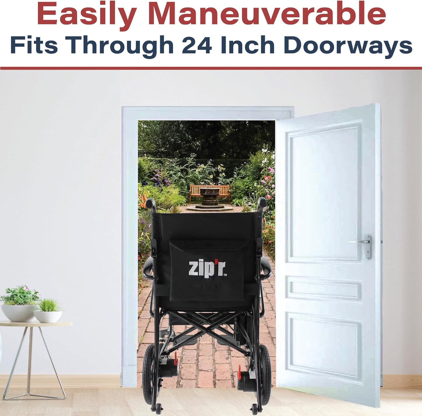 Zipr Carbon Fiber Electric Wheelchair - 28 lbs with Battery Power Electric Wheelchair - 300 lbs Max Weight - Heavy Duty Carbon Fiber Lightweight Motorized Wheelchair - Long Range TSA Approved Battery