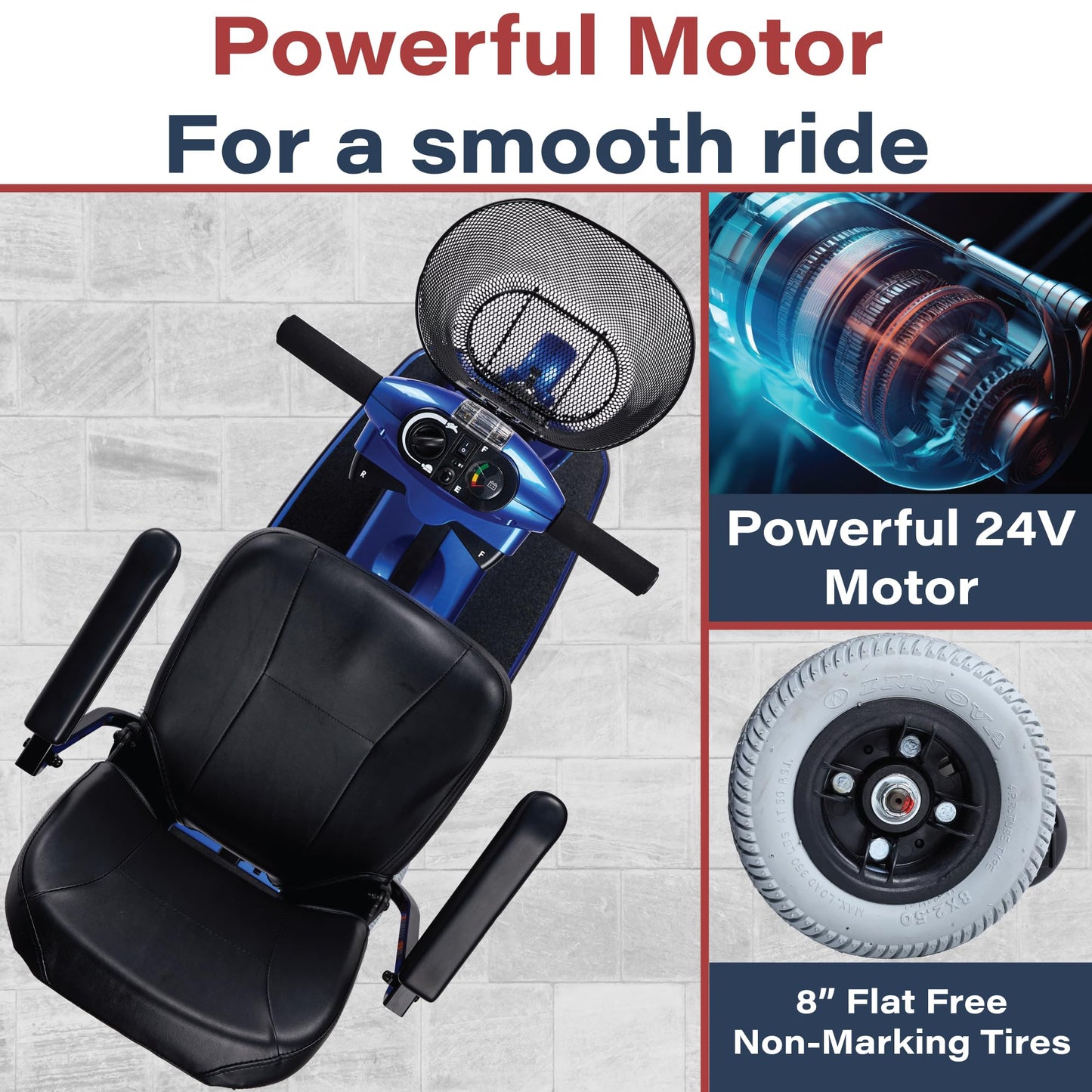Zipr 3 Wheel Mobility Scooter - Electric Powered Mobile Wheelchair Medical Aid - Folding Portable Compact for Travel, Seniors, Adults and Handicapped - Long Range Battery with Charger Basket Included