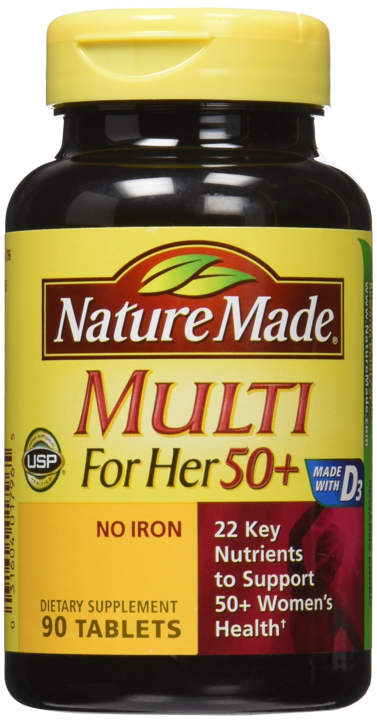 Nature Made Multivitamin For Her 50+ with No Iron – Comprehensive Daily Nutritional Support
