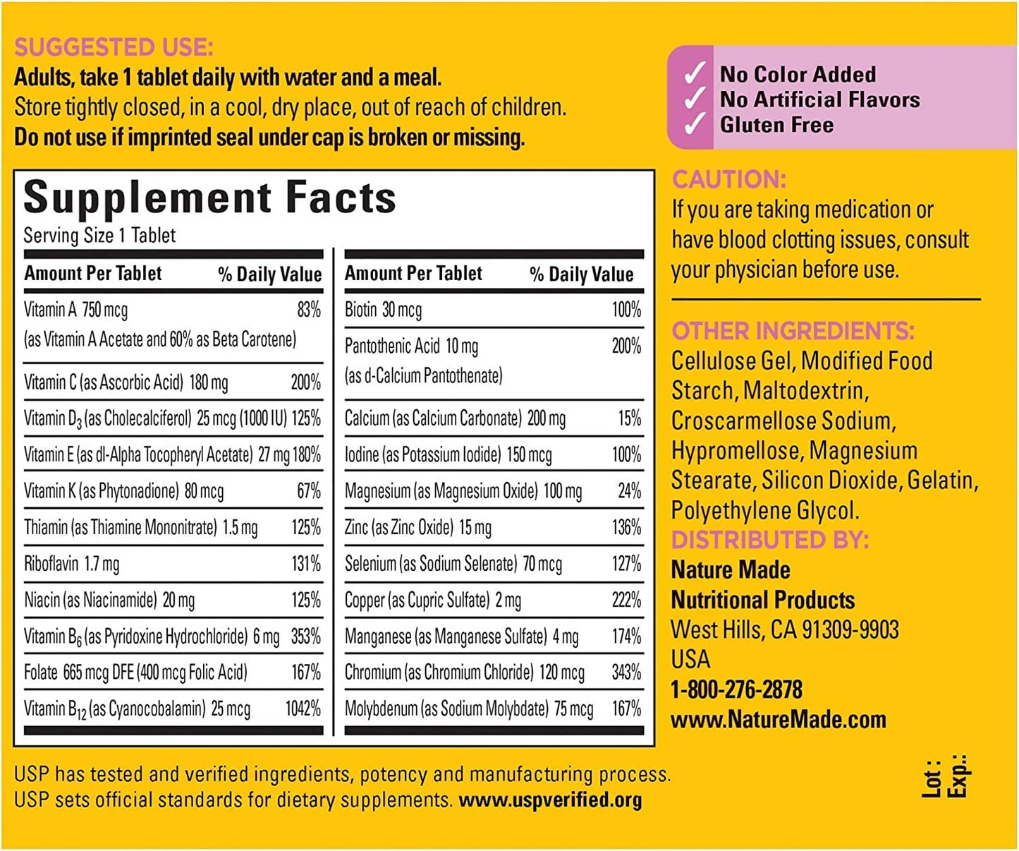 Nature Made Multivitamin For Her 50+ with No Iron – Comprehensive Daily Nutritional Support