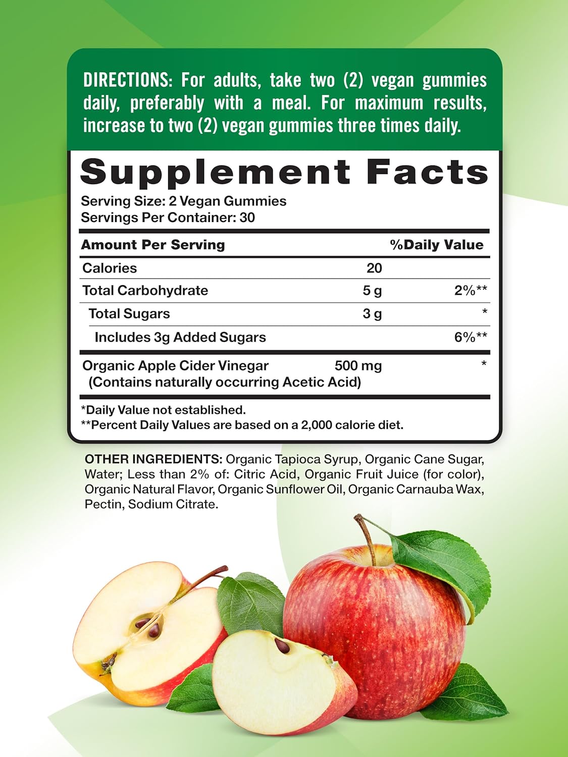 Nature's Truth Organic Apple Cider Vinegar Gummies | 60 Count | Vegan, Gluten Free & Non-GMO Supplement | USDA Organic | Apple Flavor