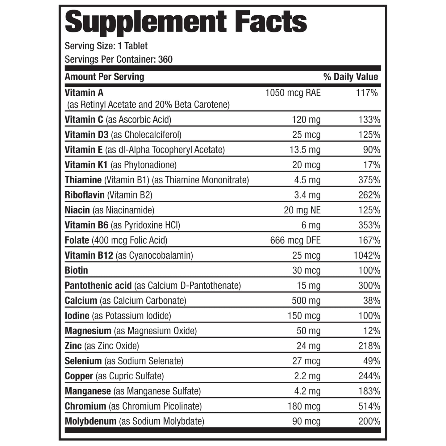 Bronson ONE Daily Women’s 50+ Complete Multivitamin Multimineral, 180 Tablets