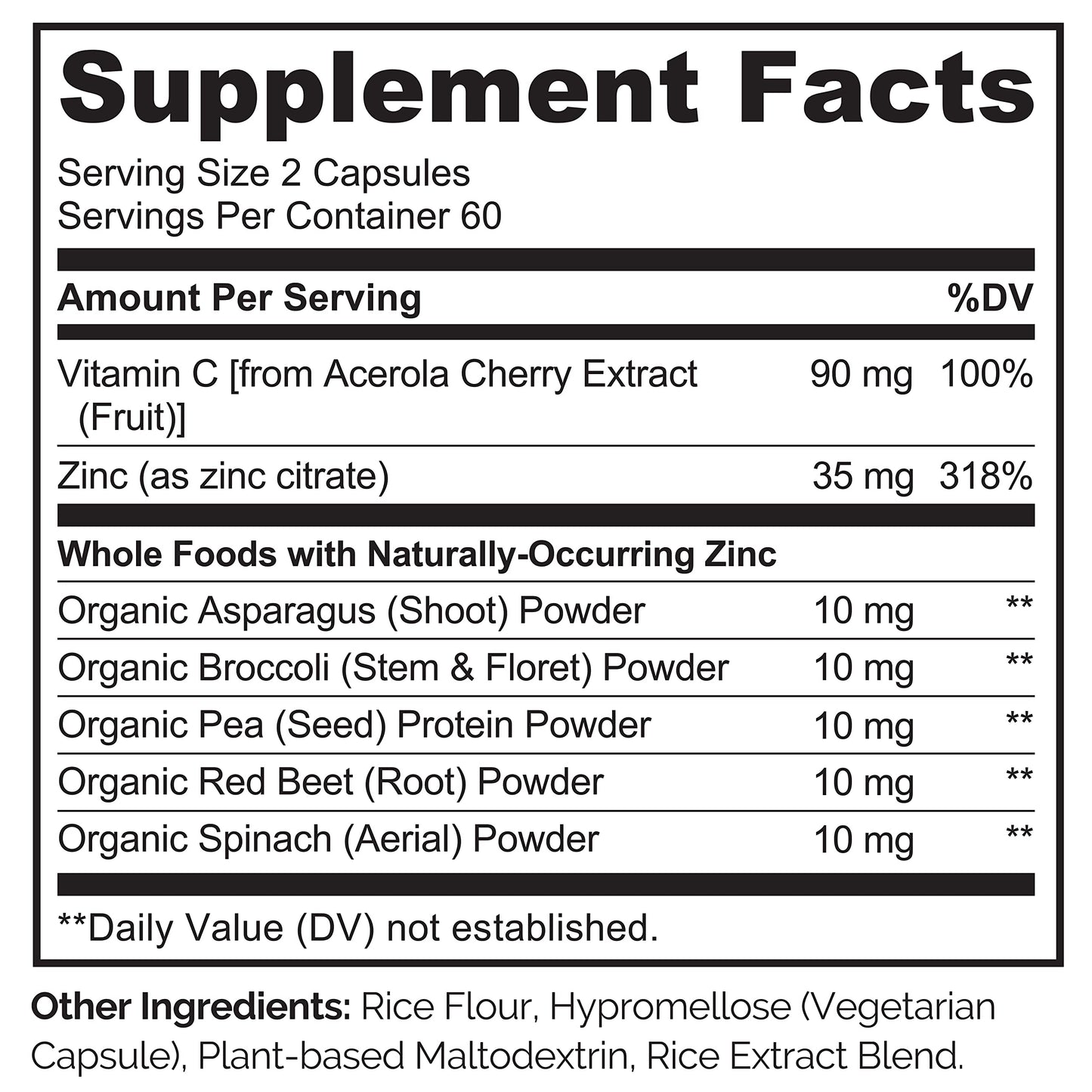 NATURELO Vegan Zinc Immune Support Capsules - Whole Food Complex with Vitamin C for Healthy Skin, Hair, and Nails - 120 Capsules