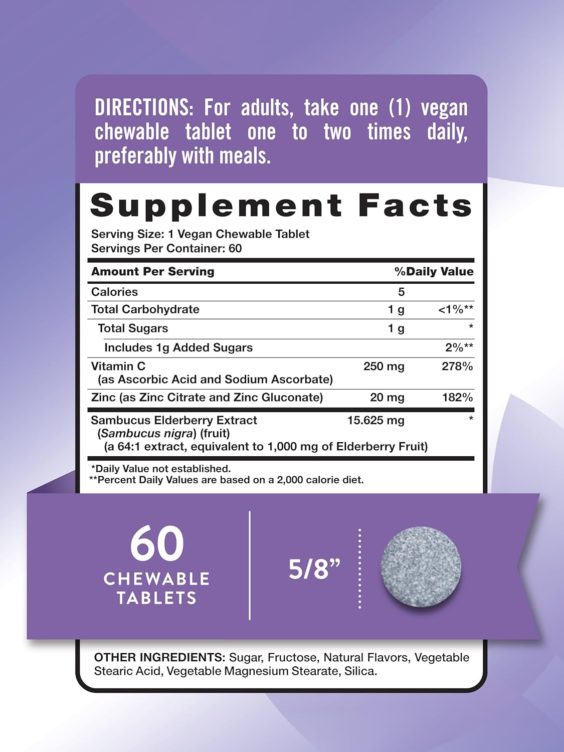 Nature's Truth Elderberry Immune Complex | 60 Chewable Tablets | Plus Vitamin C & Zinc | Mixed Berry | Vegan, Non-GMO, & Gluten Free Supplement
