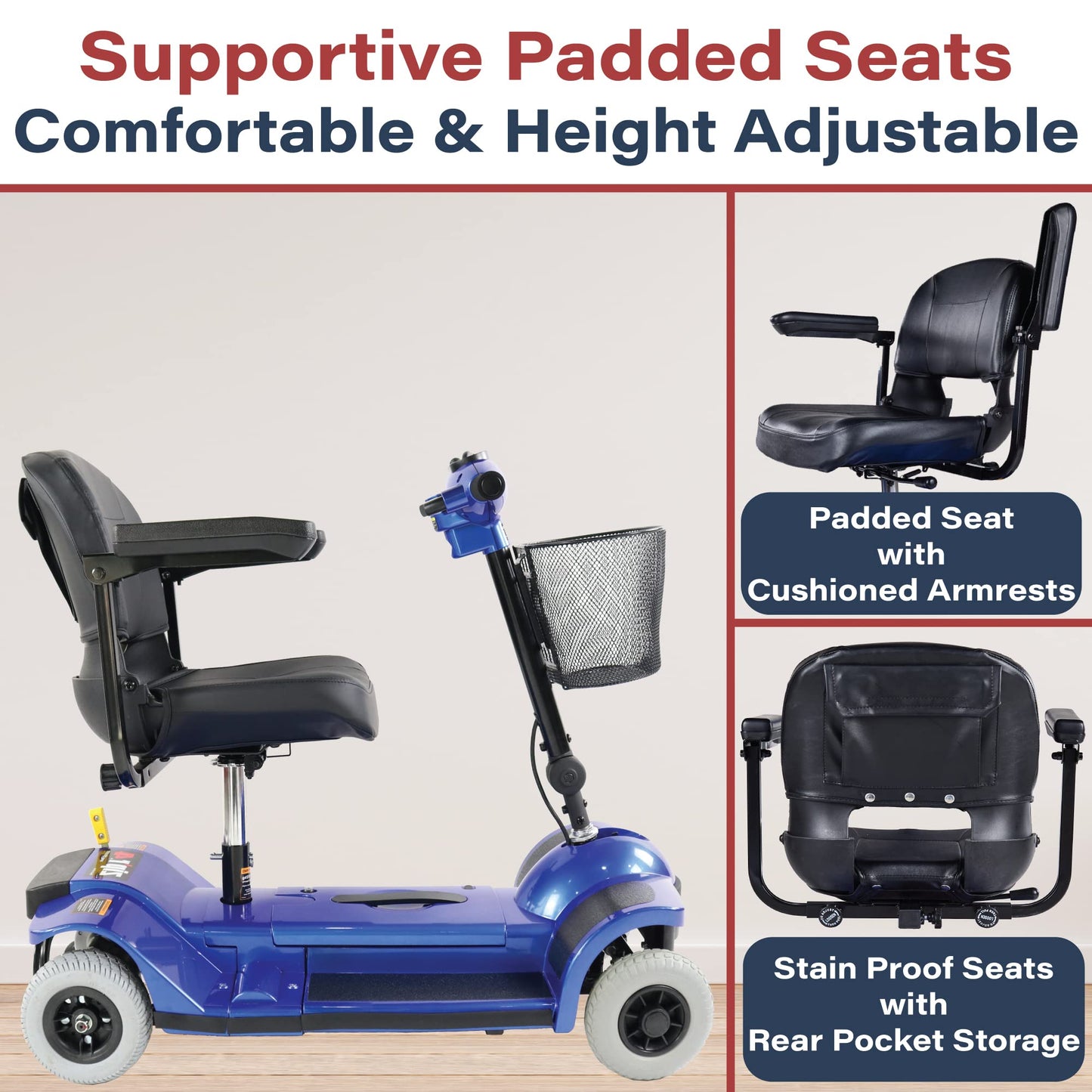Zip’r Traveler Xtra 4 Wheel Spacious Long Range Mobility Scooter - Folding Motorized Wheelchair - Mobility Scooter for Adults, Travel, Seniors, Elderly - Mobility Scooters -