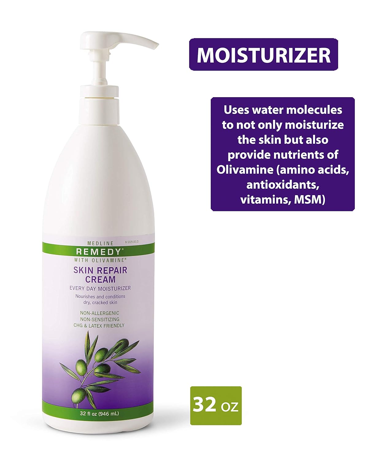 Medline Remedy Unscented Olivamine Skin Repair Cream and Body Lotion – Advanced Hydration & Skin Protection