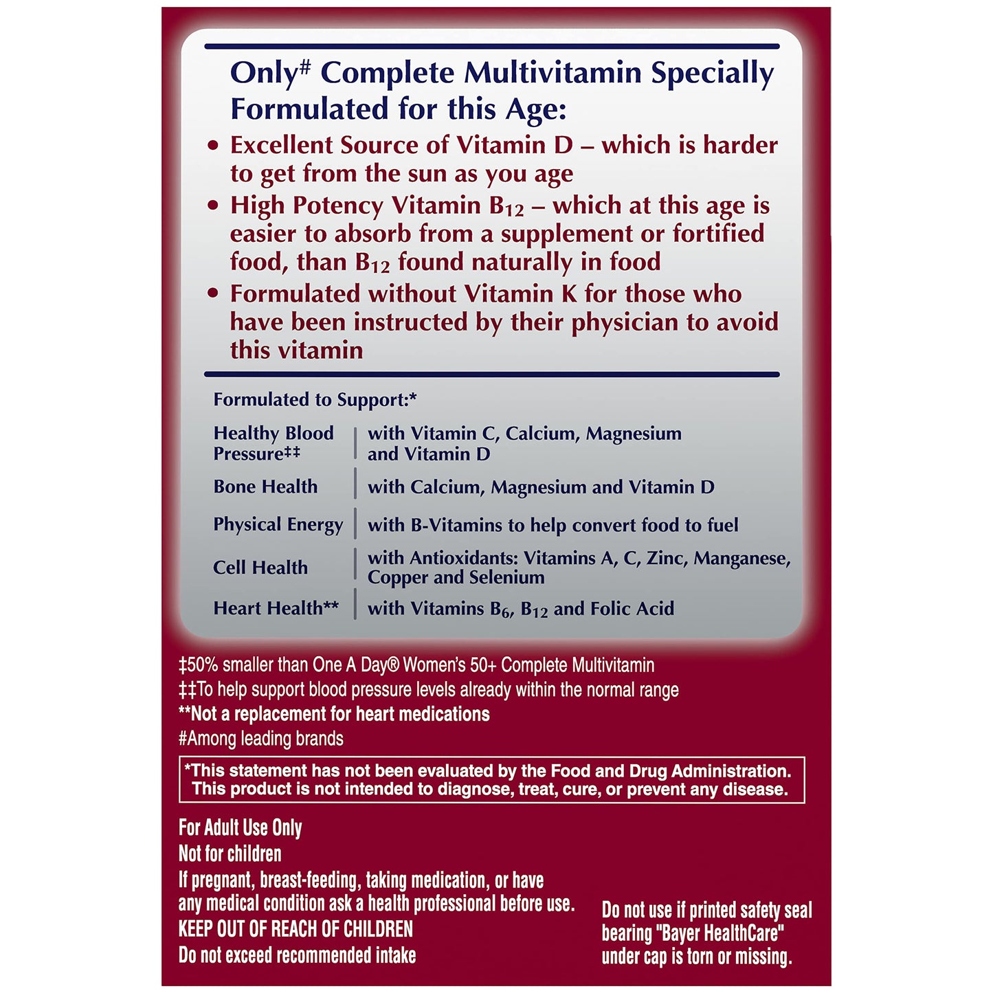 One A Day Proactive 65+ Multivitamin – Comprehensive Daily Nutrition for Adults 65+