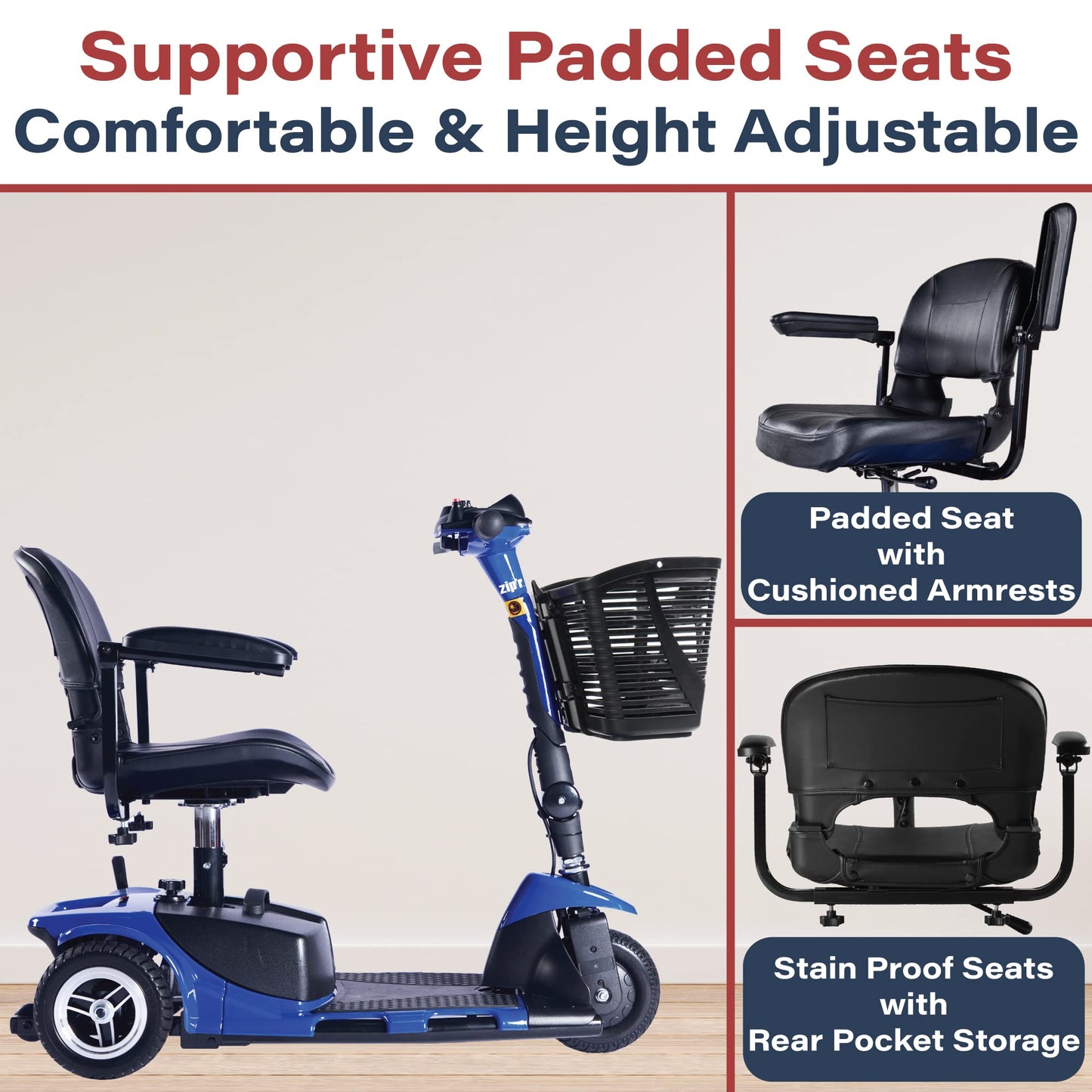 Zipr Roo 3 Wheel Mobility Scooter - Electric Powered Mobile Wheelchair Medical Aid - Folding Collapsible Compact for Travel, Seniors, Adults - Long Range Battery with Charger Basket Included