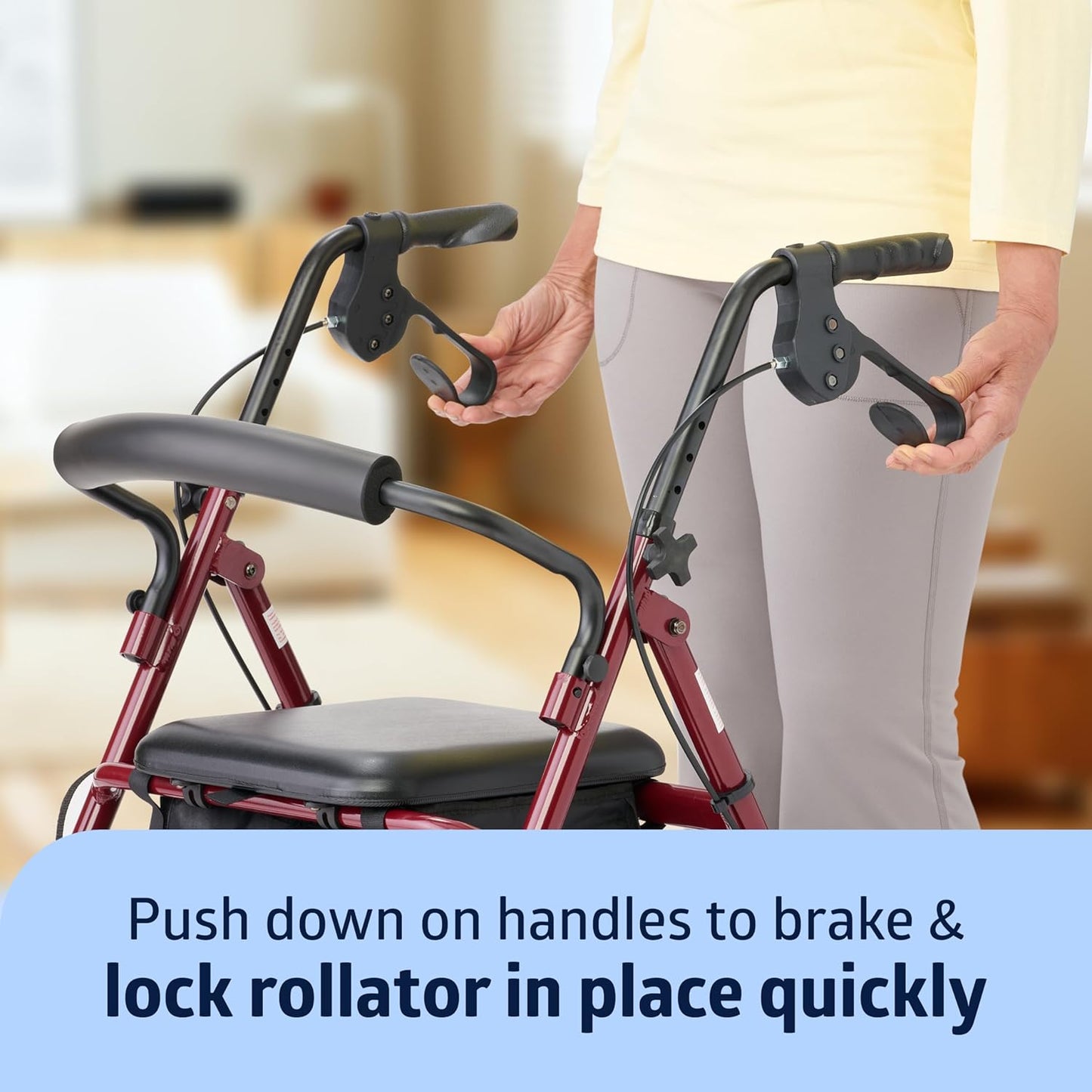 Medline Aluminum Rollator Walker with Seat – Lightweight, Foldable & Comfortable Mobility Aid
