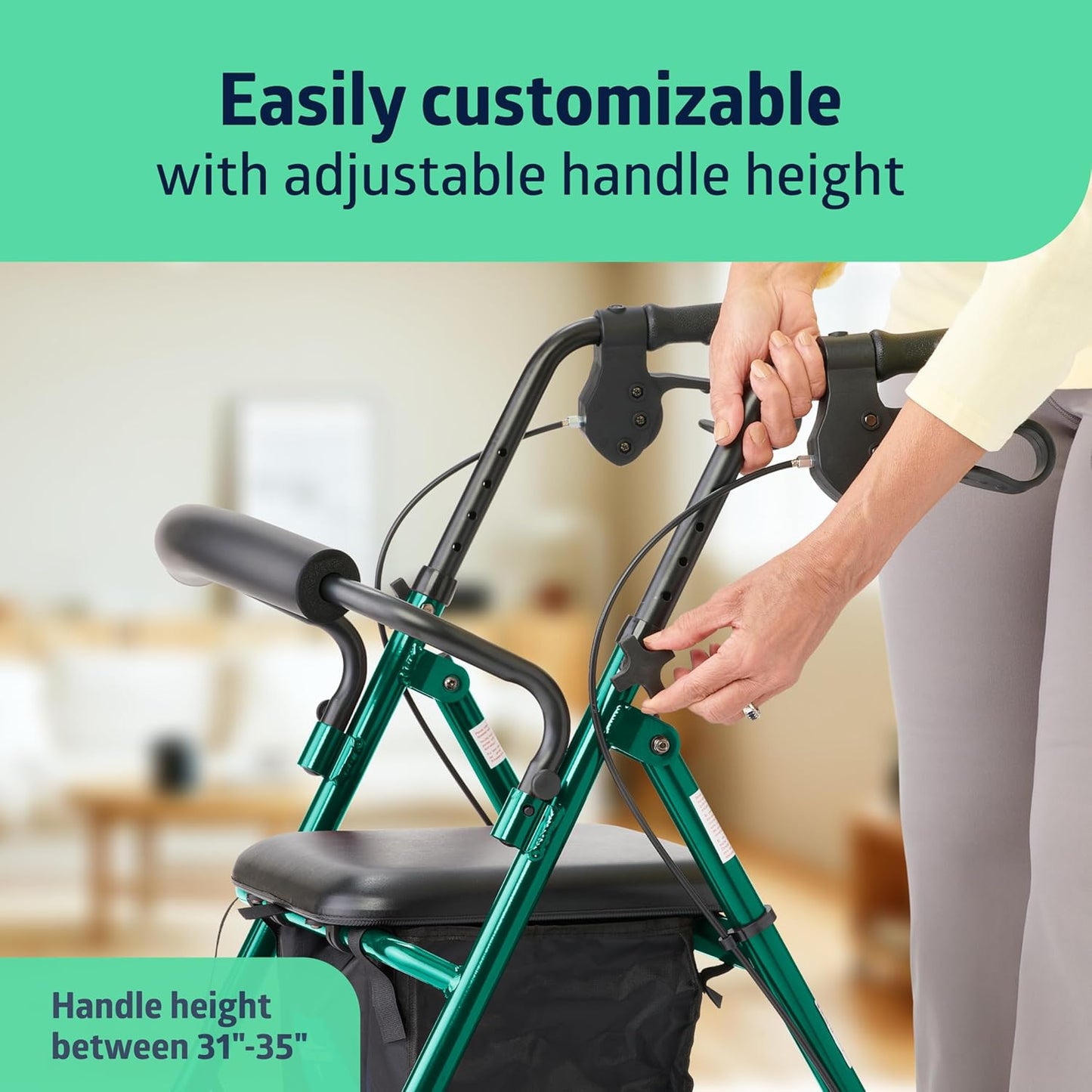 Medline Aluminum Rollator Walker with Seat – Lightweight, Foldable & Comfortable Mobility Aid