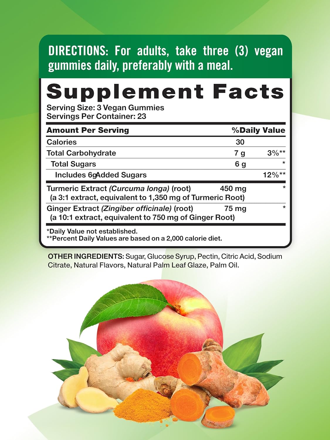 Nature's Truth Turmeric and Ginger Gummies | 70 Count | Peach Flavor | Vegan, Non-GMO, & Gluten Free Supplement